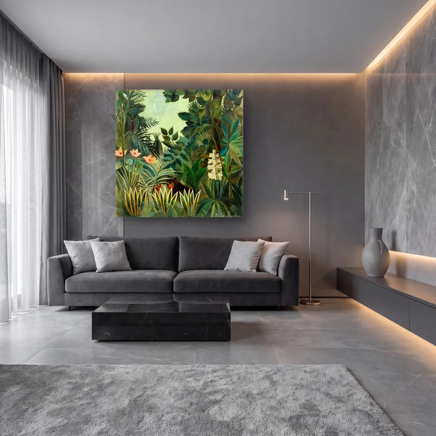 Henri Rousseau – The Equatorial Jungle cam tablo — lüks salon duvarında