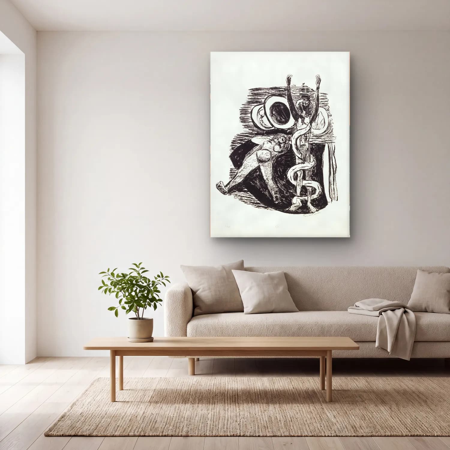 Max Beckmann – The Fall of Man, plate 14 from the portfolio “Day and Dream” cam tablo — açık renk salonda