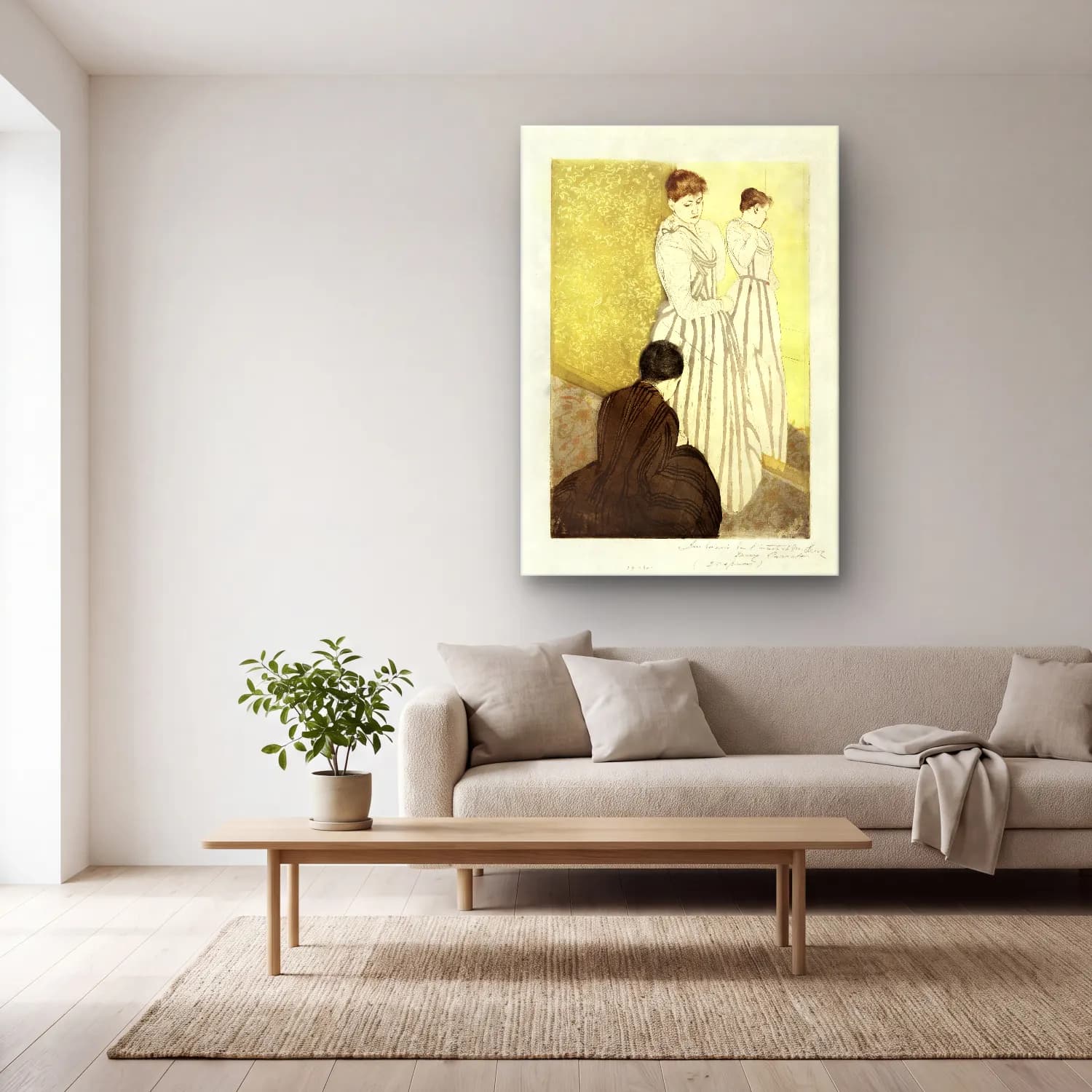 Mary Cassatt – The Fitting cam tablo — açık renk salonda