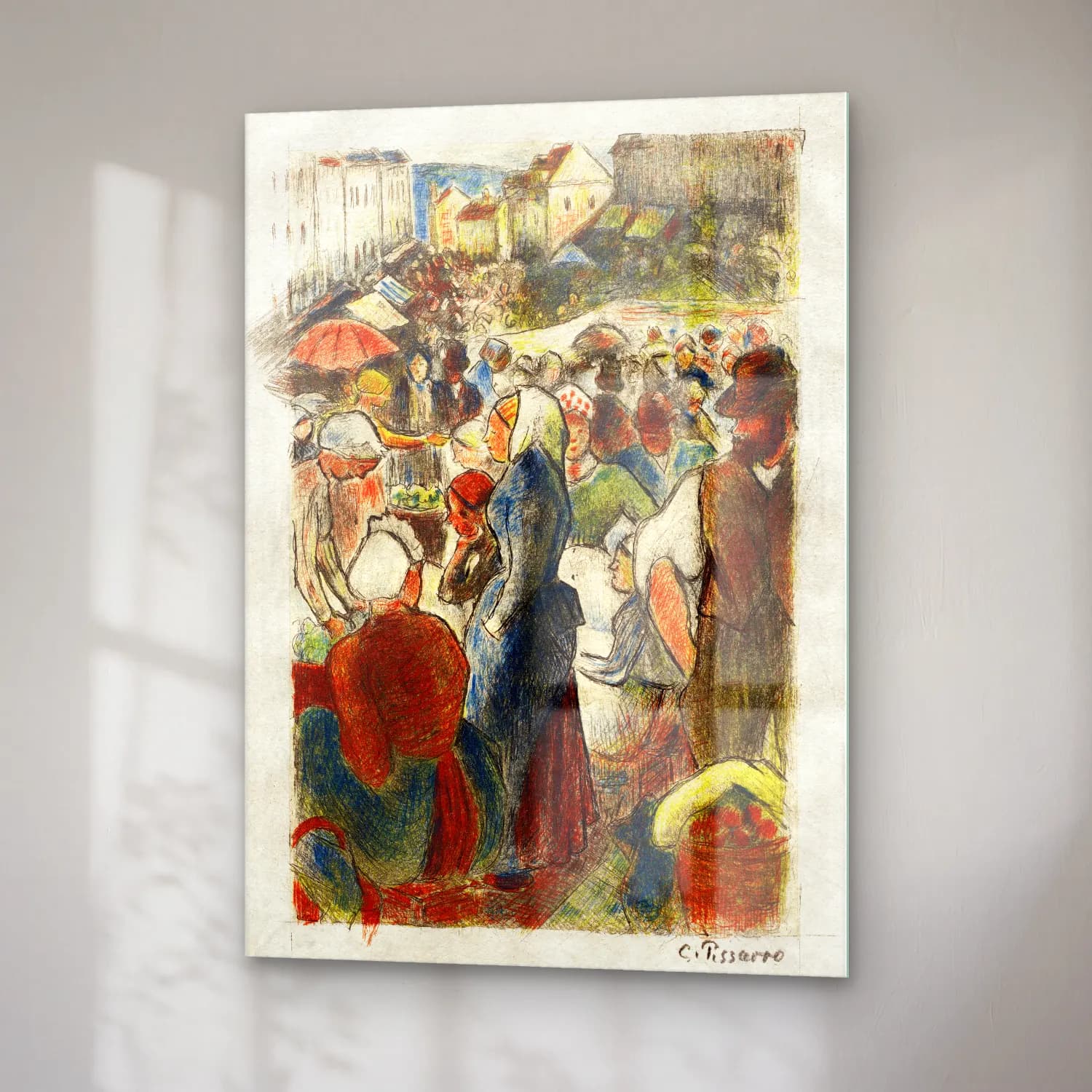Vintage Çiçek Pazarı No. 8 cam tablo — sağ açıdan görünüm