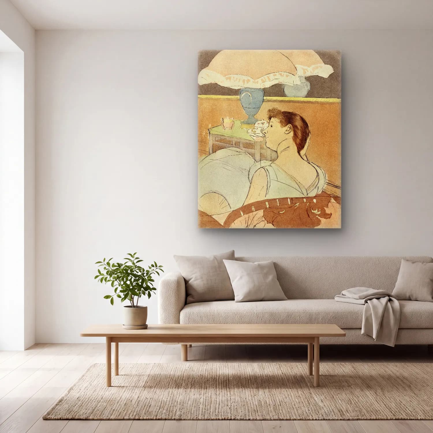 Mary Cassatt – The Lamp cam tablo — açık renk salonda