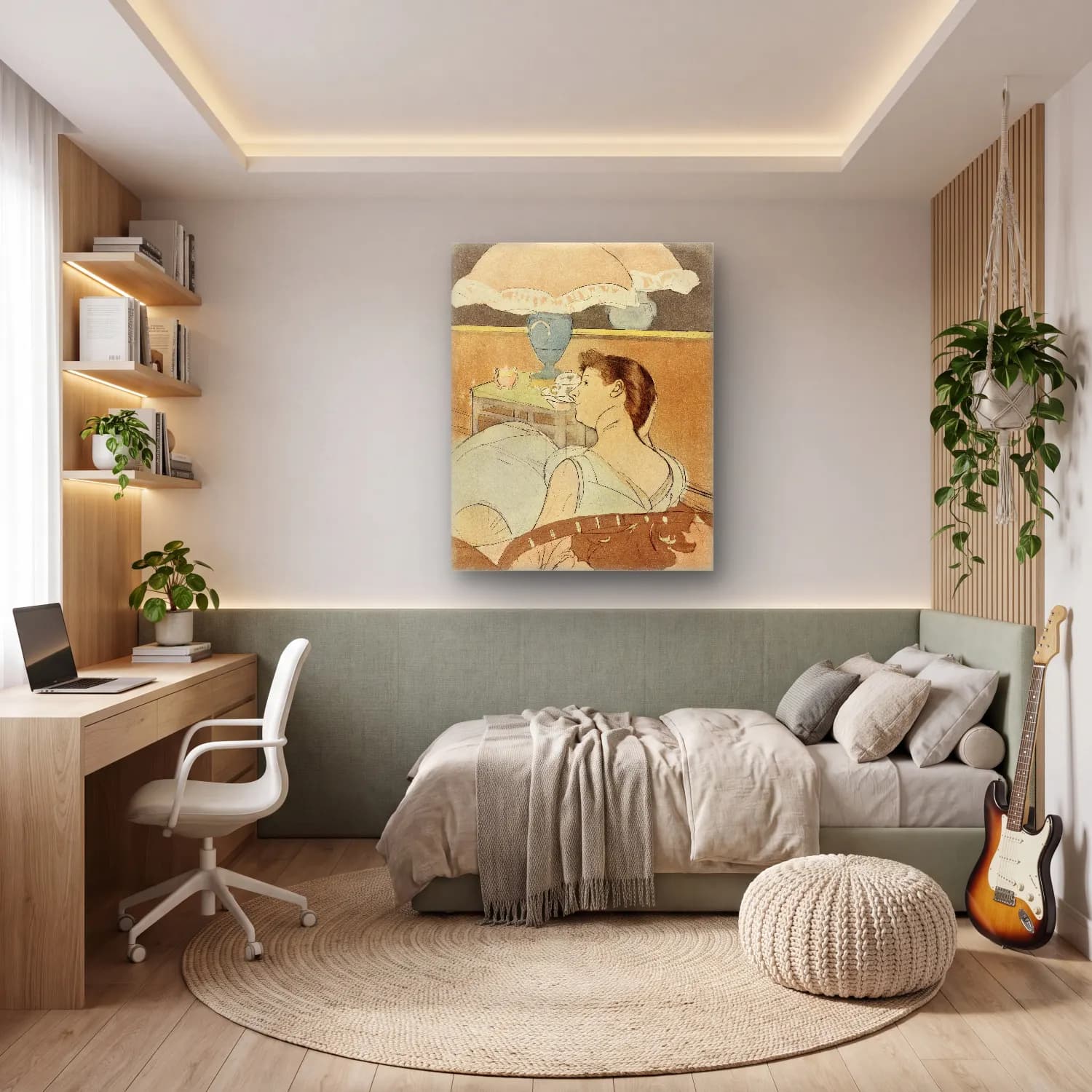 Mary Cassatt – The Lamp cam tablo — genç odasında