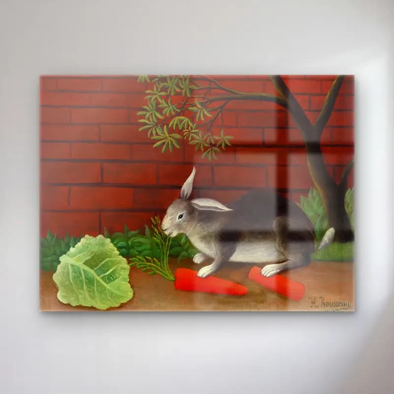 Henri Rousseau – The Rabbit s Meal (Le Repas du lapin) cam tablo — Henri Rousseau – The Rabbit s Meal (Le Repas du lapin) — yağlı boya tavşan