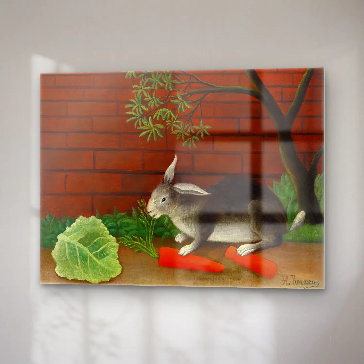 Henri Rousseau – The Rabbit s Meal (Le Repas du lapin) cam tablo — sağ açıdan görünüm