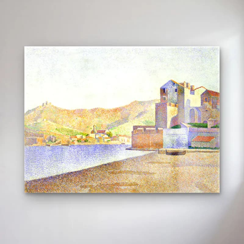 Paul Signac – The Town Beach, Collioure, Opus cam tablo — Paul Signac – The Town Beach, Collioure, Opus — empresyonist akdeniz sahil kasabası