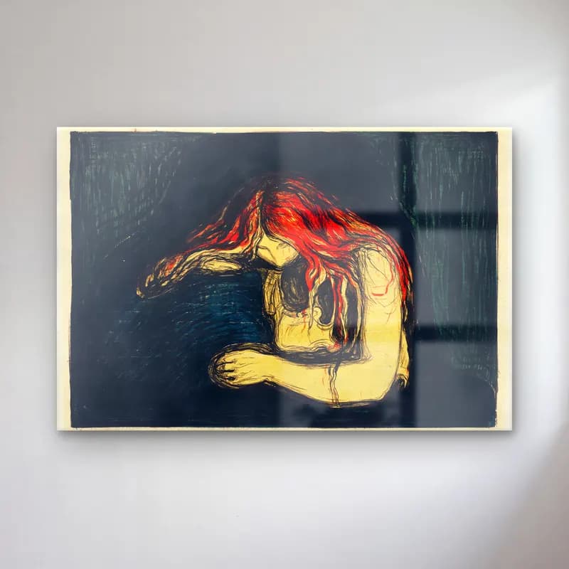Edvard Munch – The Vampire II (ca. 1895–1902) cam tablo — Edvard Munch – The Vampire II (ca. 1895–1902) — vintage figür çalışması