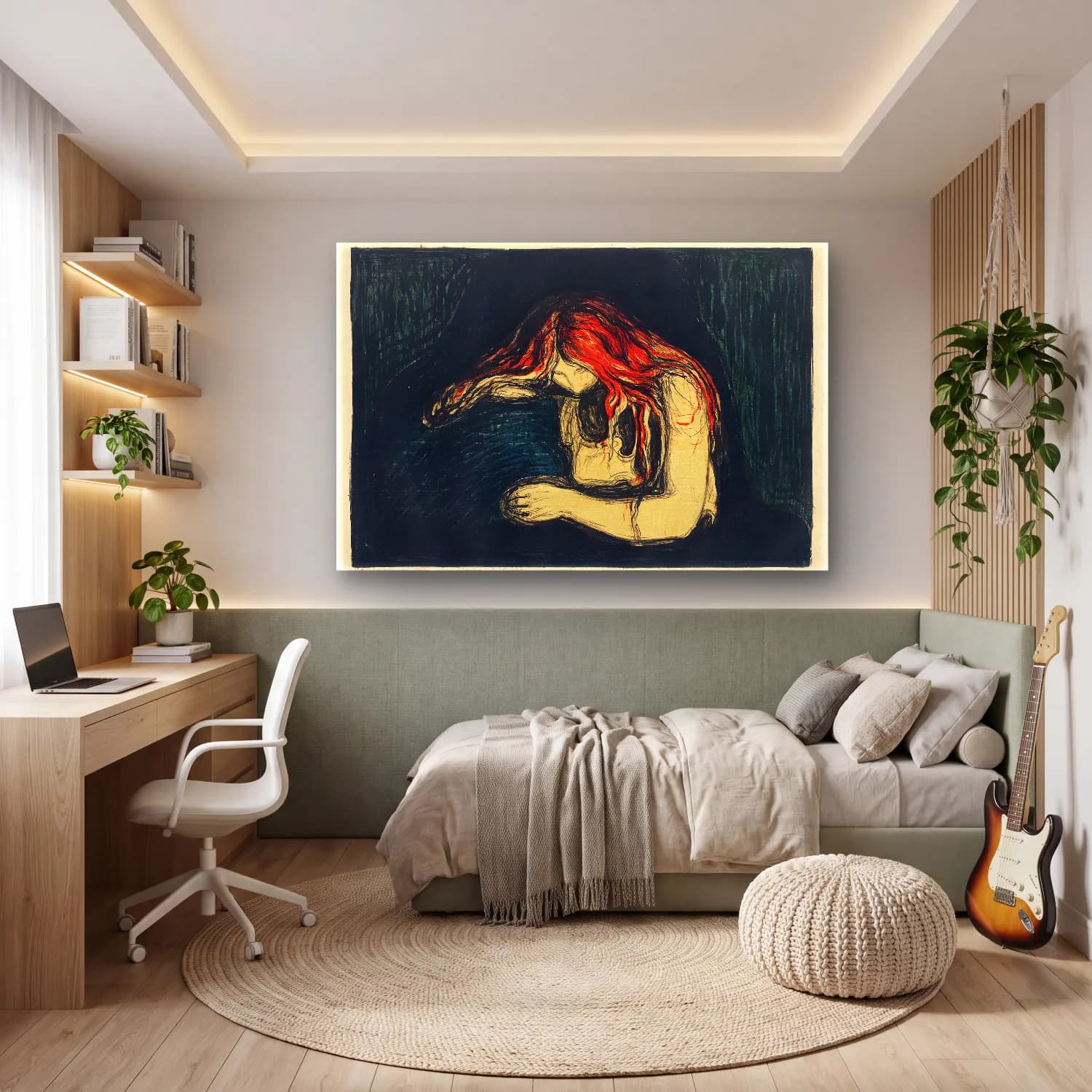 Edvard Munch – The Vampire II (ca. 1895–1902) cam tablo — genç odasında