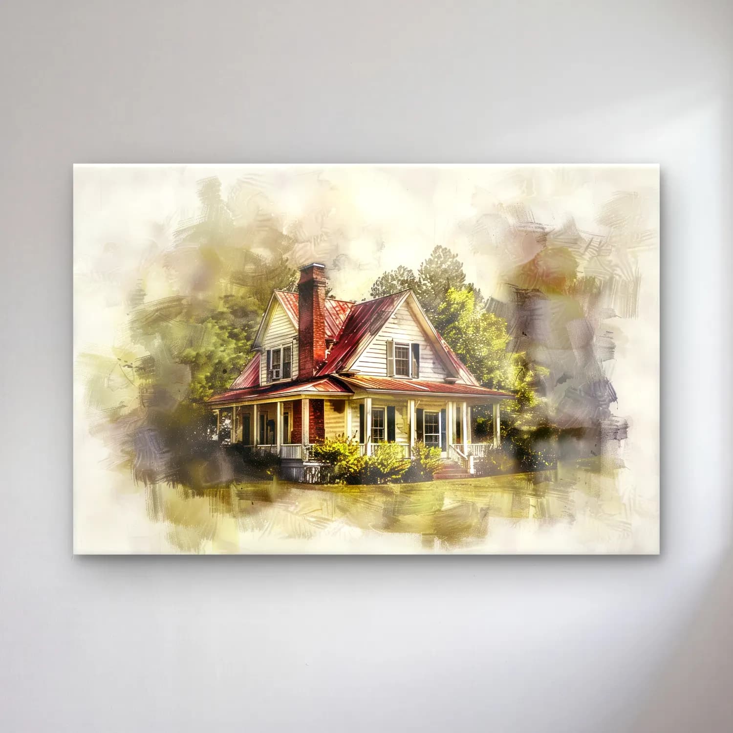 Suluboya Kır Evi No. 32 cam tablo — Suluboya Kır Evi No. 32 — suluboya kır evi