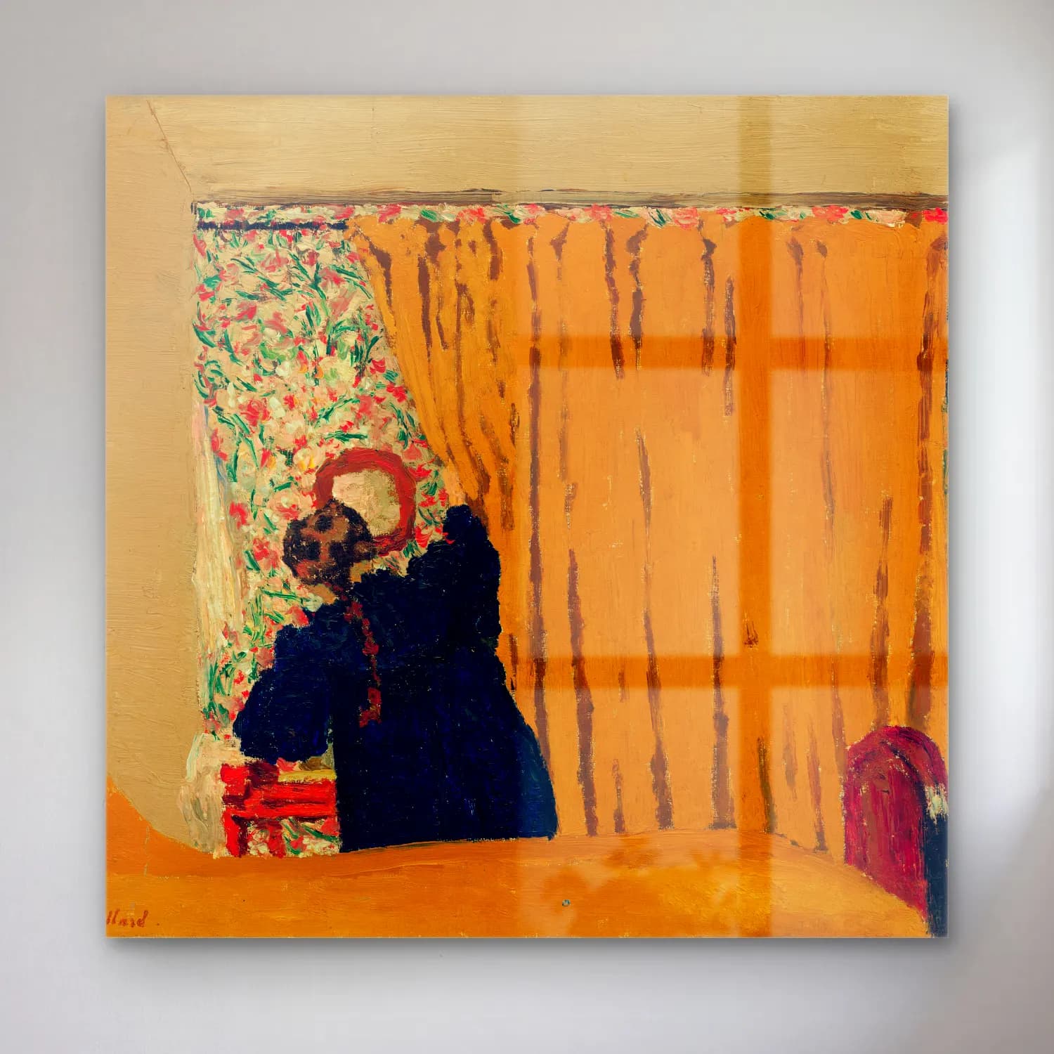 Edouard Vuillard – The Yellow Curtain (ca. 1893) cam tablo — Edouard Vuillard – The Yellow Curtain (ca. 1893) — empresyonist kitap okuyan kadın