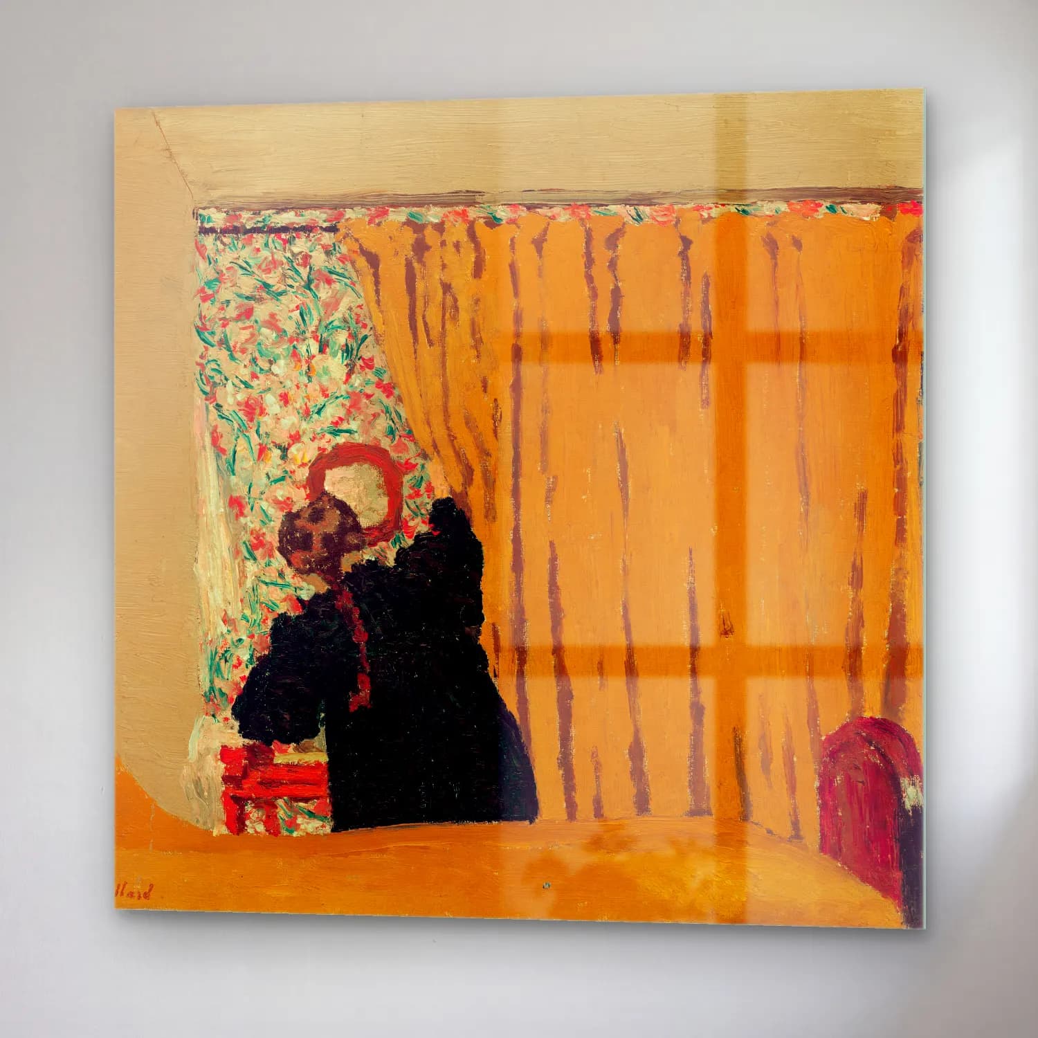 Edouard Vuillard – The Yellow Curtain (ca. 1893) cam tablo — sağ açıdan görünüm