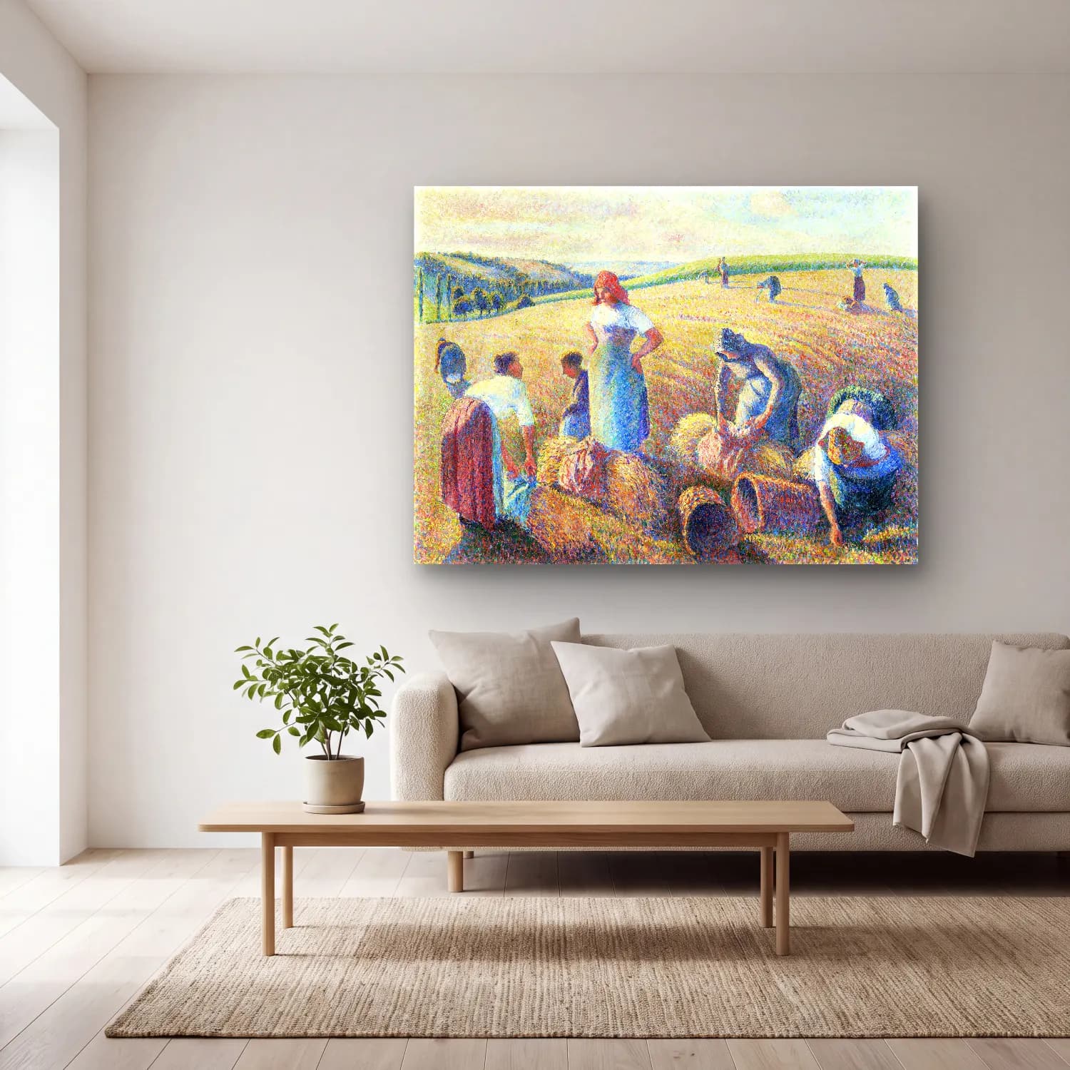 Camille Pissarro – The gleaners – Pastel Tonlar cam tablo — açık renk salonda