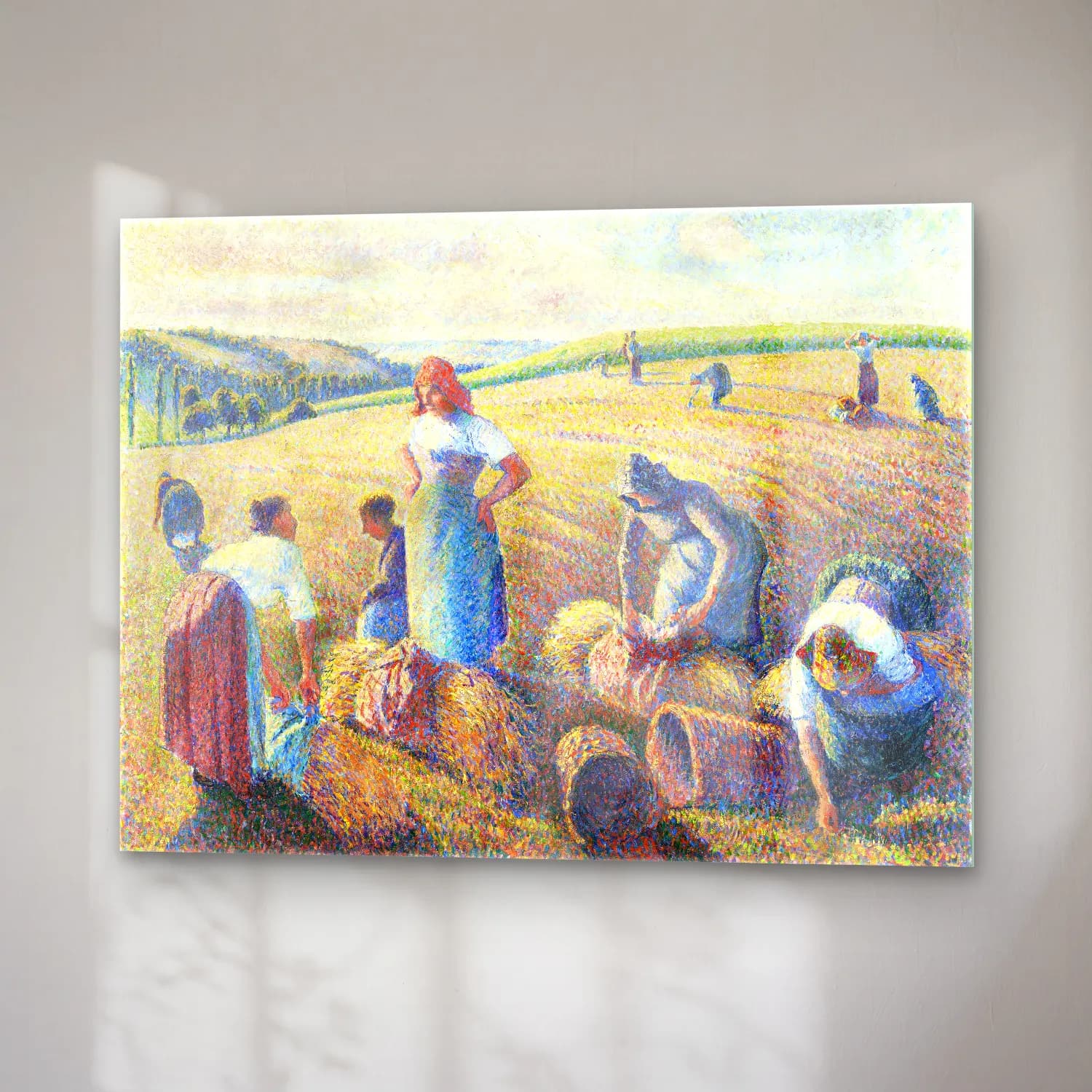 Camille Pissarro – The gleaners – Pastel Tonlar cam tablo — sağ açıdan görünüm