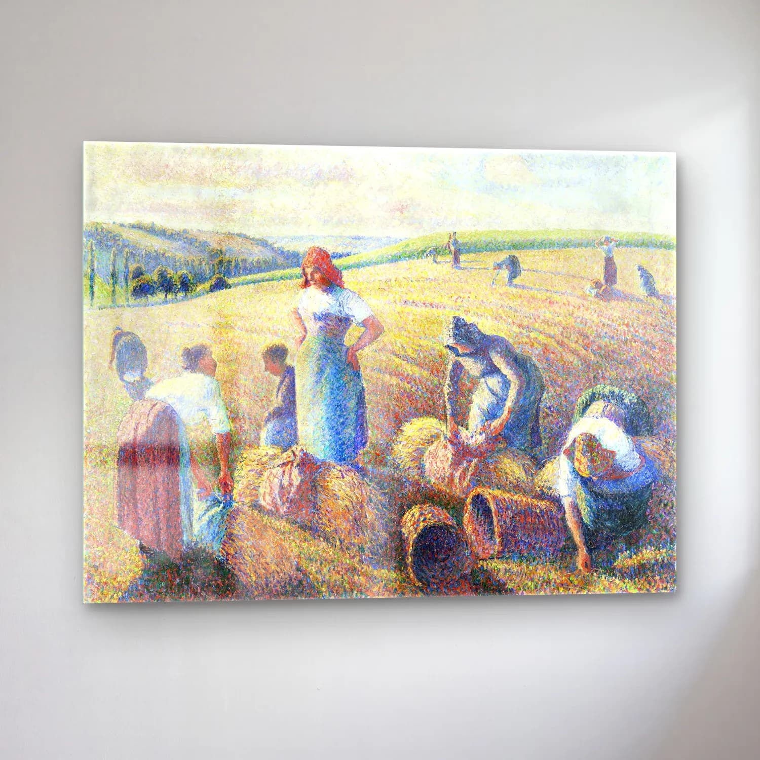 Camille Pissarro – The gleaners – Pastel Tonlar cam tablo — sol açıdan görünüm