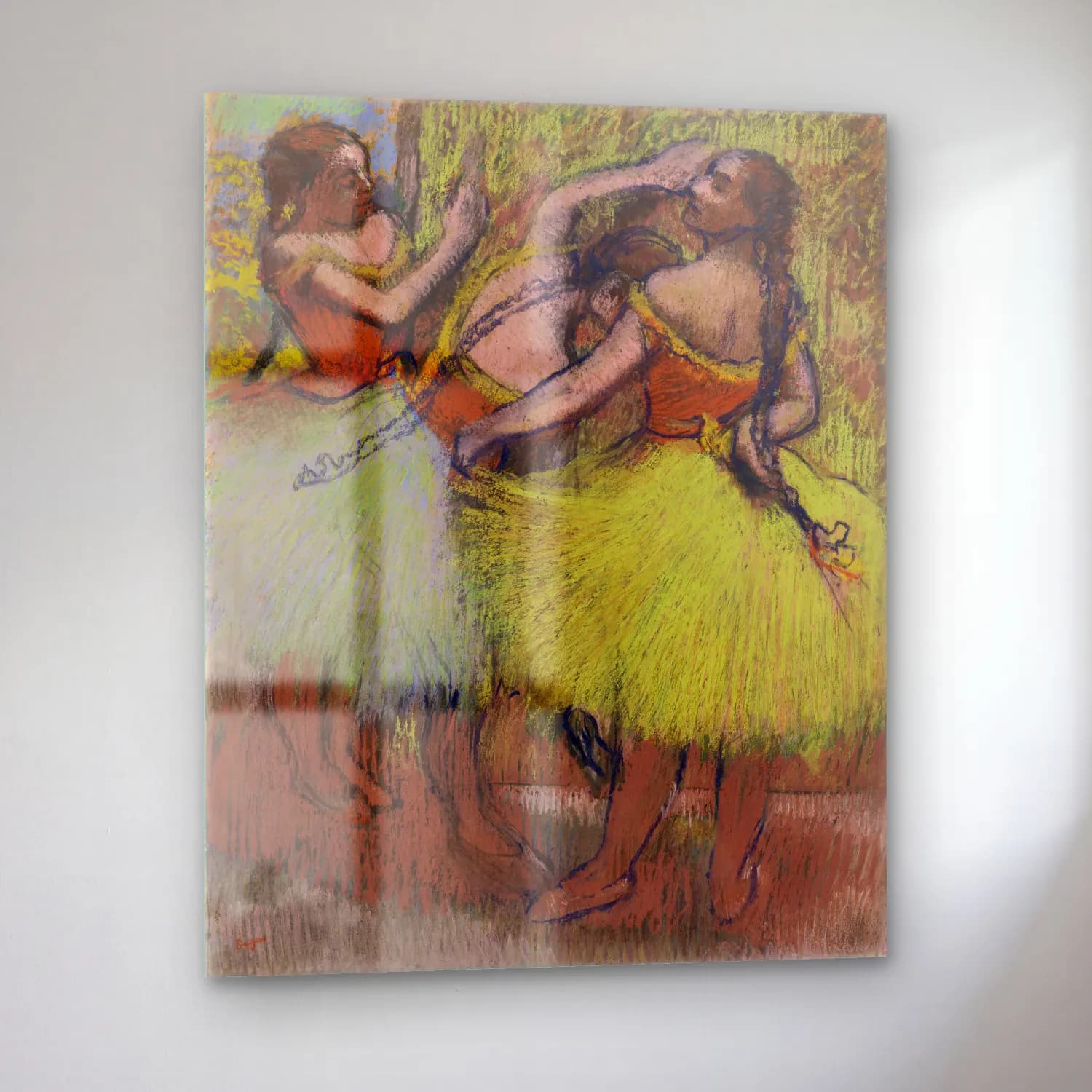 Edgar Degas – Three Dancers with Hair in Braids (Trois danseuses les… cam tablo — sol açıdan görünüm