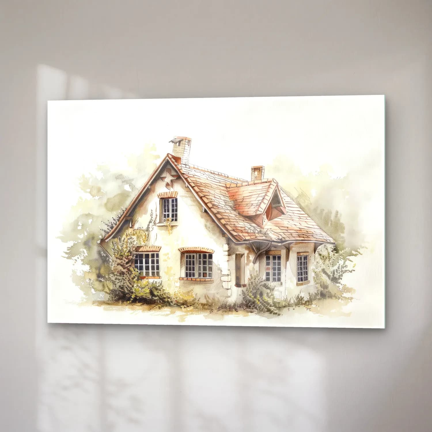 Suluboya Kır Evi No. 33 cam tablo — sağ açıdan görünüm