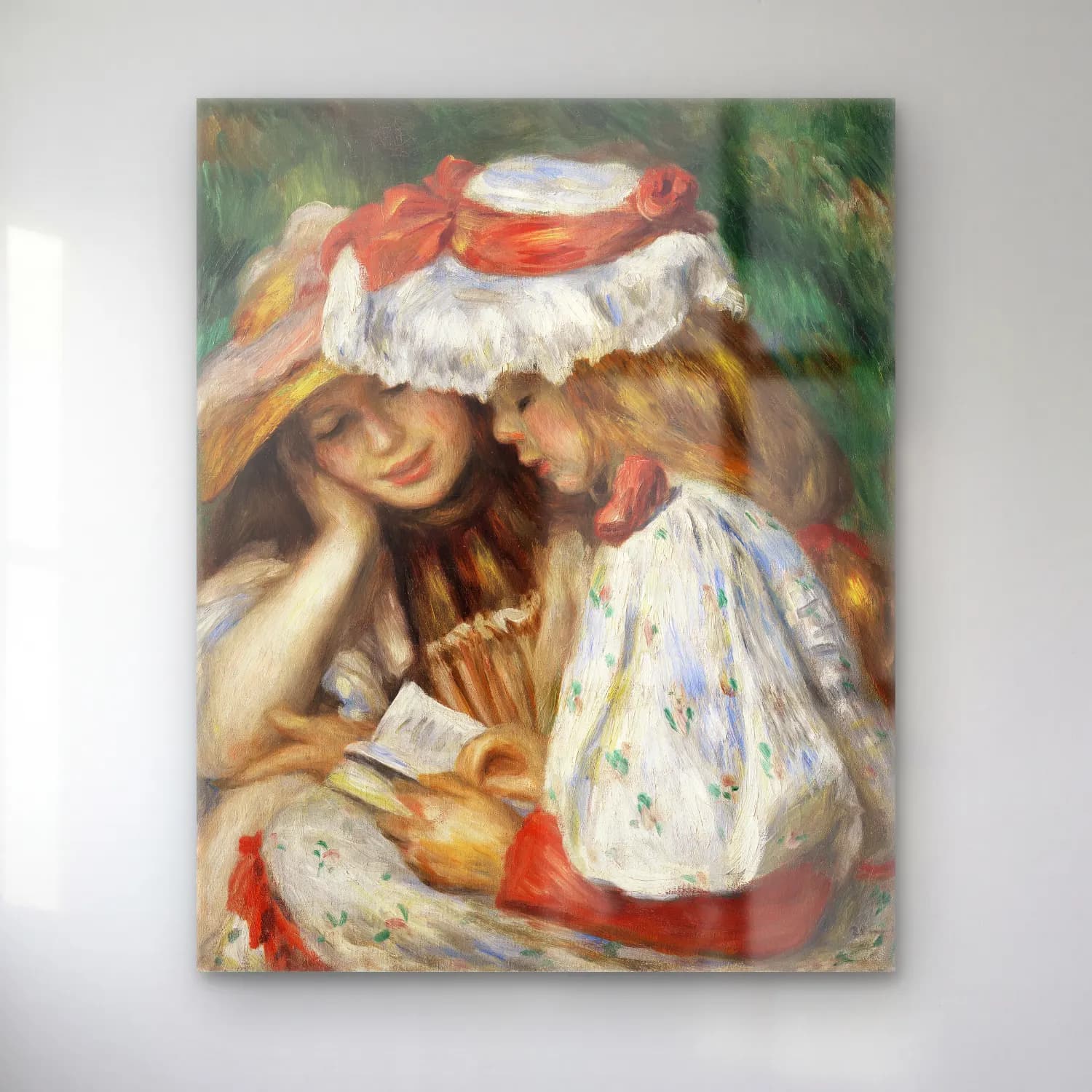 Pierre-Auguste Renoir – Two Girls Reading cam tablo — Pierre-Auguste Renoir – Two Girls Reading — empresyonist kitap okuyan kadın