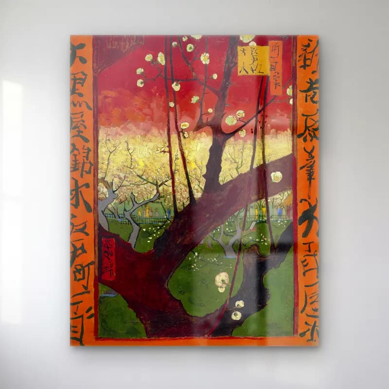 Vincent van Gogh – Bloeiende pruimenboomgaard- naar Hiroshige cam tablo — Vincent van Gogh – Bloeiende pruimenboomgaard- naar Hiroshige — japon baskı kiraz çiçekleri