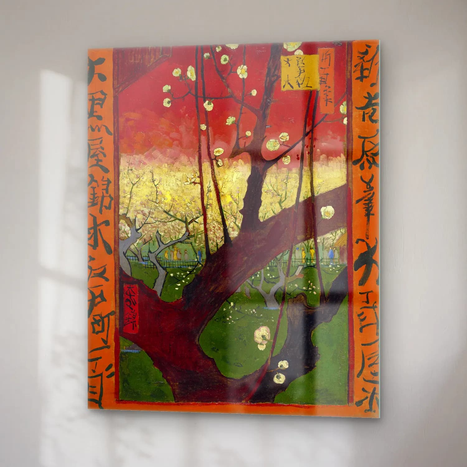Vincent van Gogh – Bloeiende pruimenboomgaard- naar Hiroshige cam tablo — sağ açıdan görünüm
