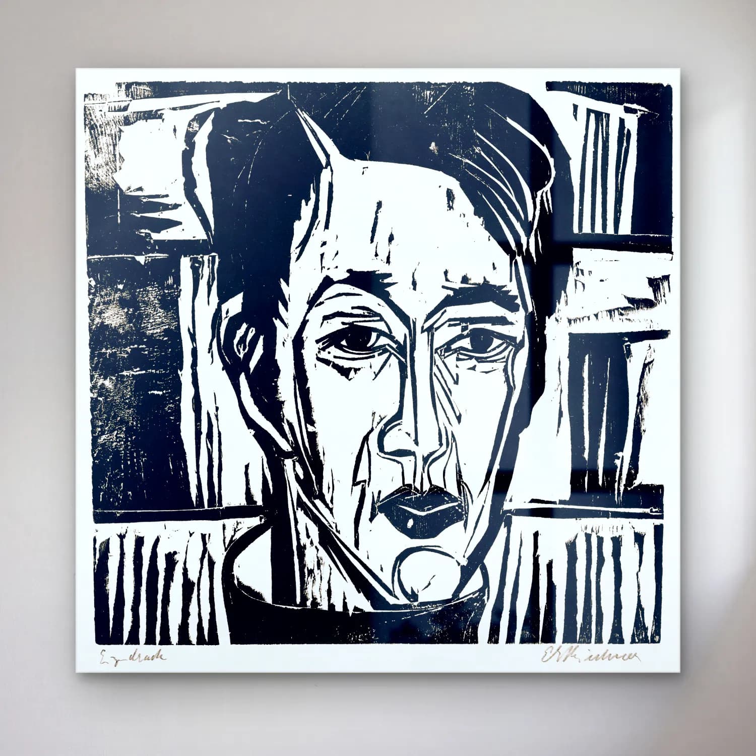 Ludwig Kirchner – Wehrlin, Facing front Ernst cam tablo — Ludwig Kirchner – Wehrlin, Facing front Ernst — siyah beyaz erkek portresi