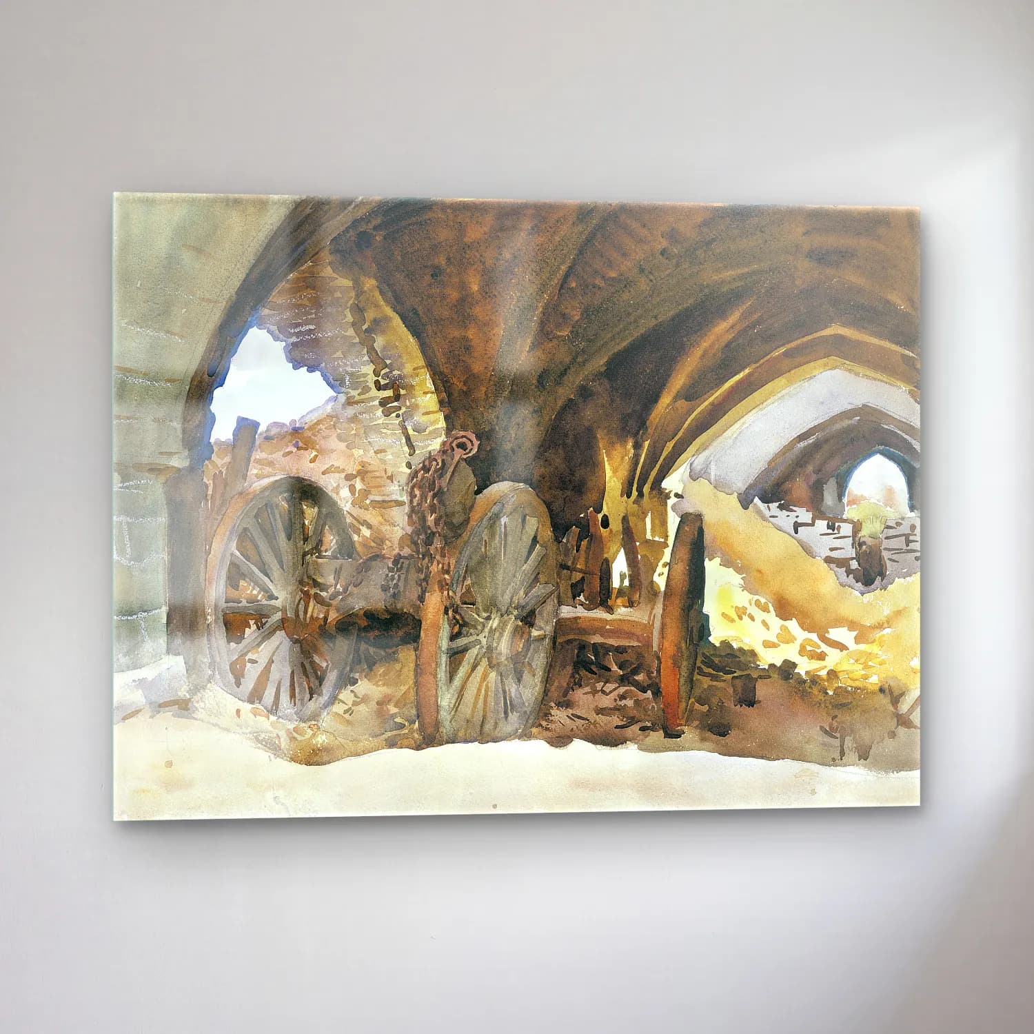 John Singer Sargent – Wheels in Vault – Bej Tonlar cam tablo — sol açıdan görünüm