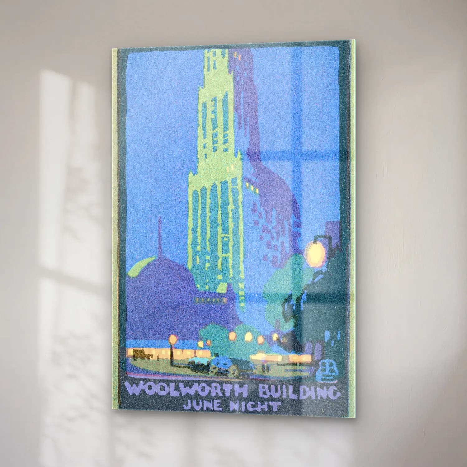 Robinson Elmer – Woolworth Building June Night from Postcards New York… cam tablo — sağ açıdan görünüm