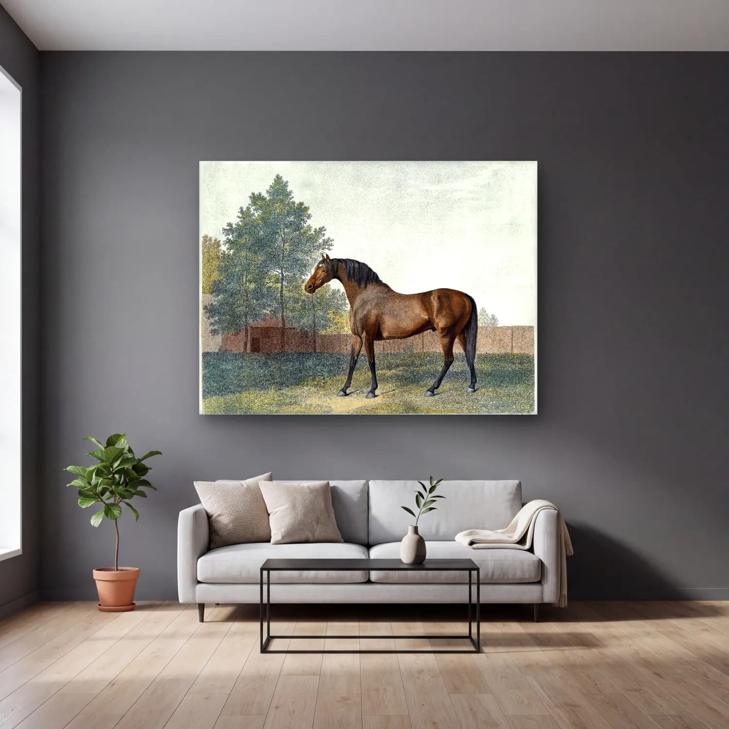 George Stubbs – Anvil cam tablo — gri duvarlı salonda