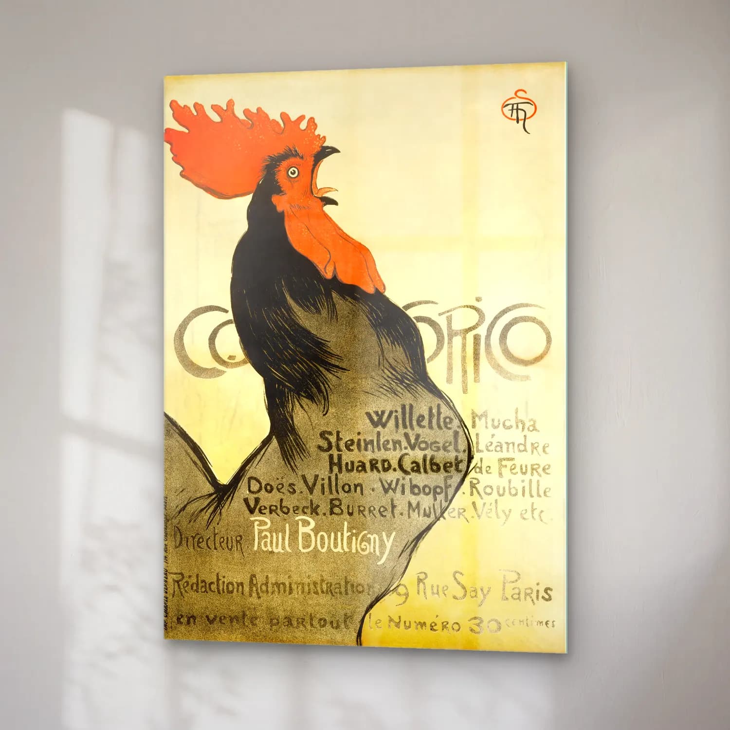 Vintage Poster Horoz cam tablo — sağ açıdan görünüm