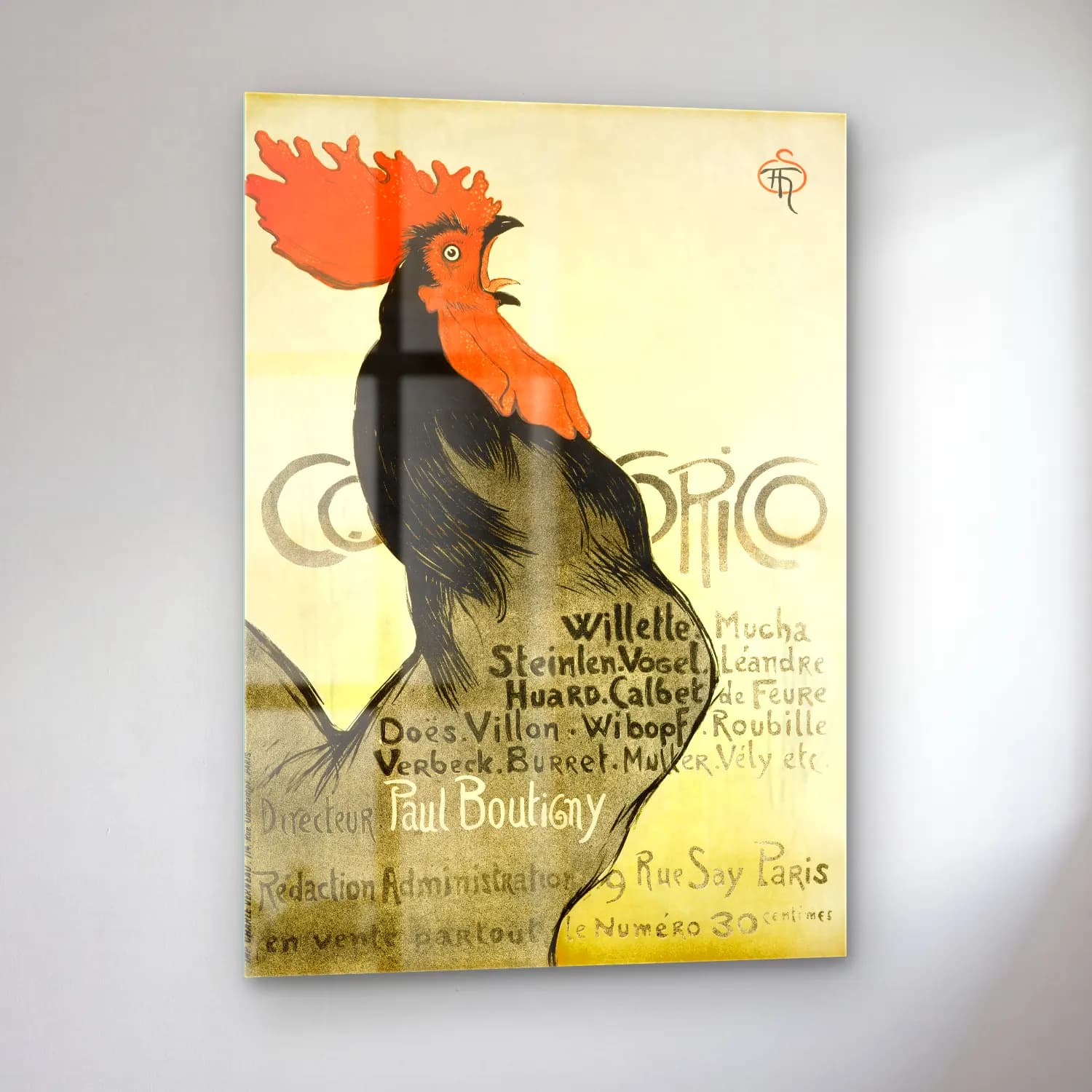 Vintage Poster Horoz cam tablo — sol açıdan görünüm