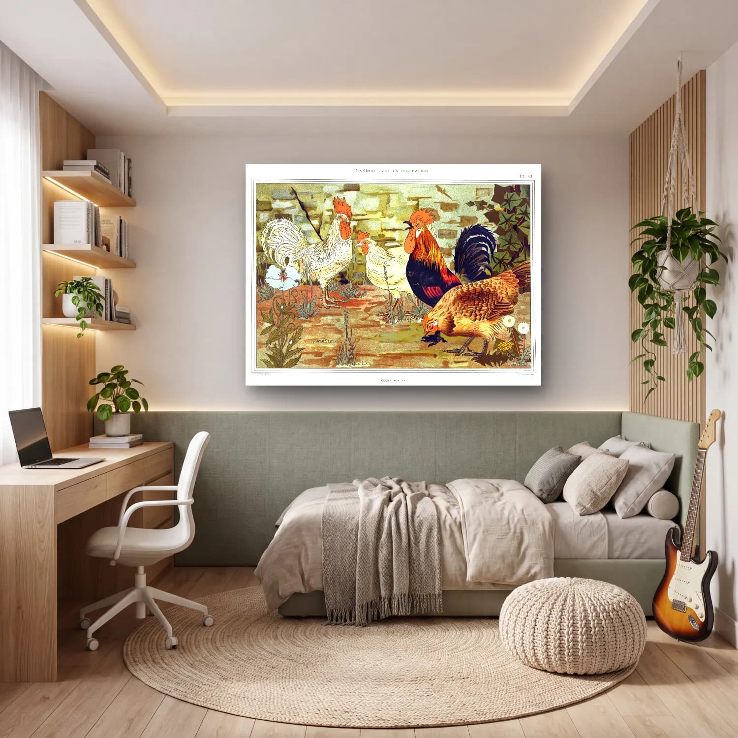 Maurice Pillard Verneuil – Coqs et poules from L animal dans la décoration illustrated cam tablo — genç odasında