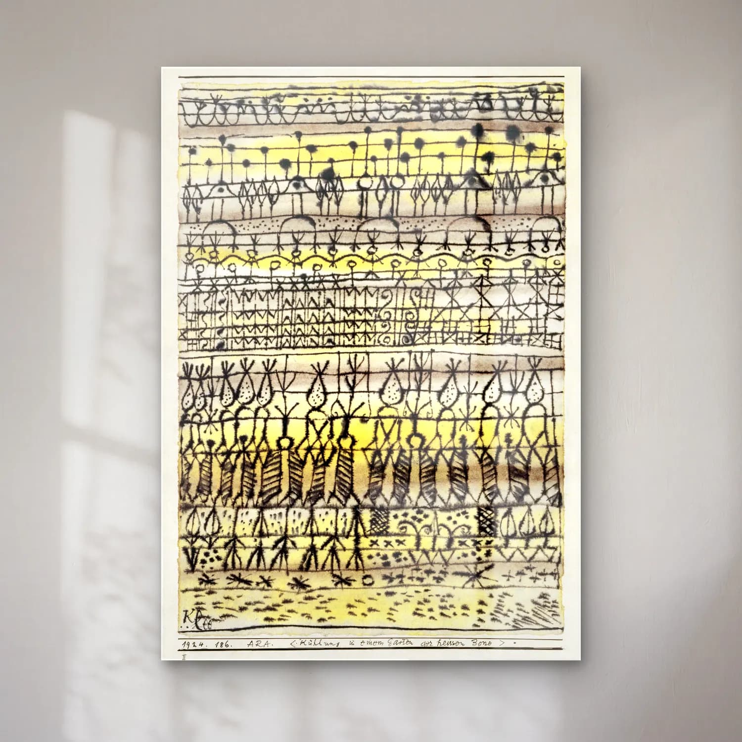 Paul Klee – ERA. Cooling in a hot zone garden cam tablo — Paul Klee – ERA. Cooling in a hot zone garden — boho altın doku