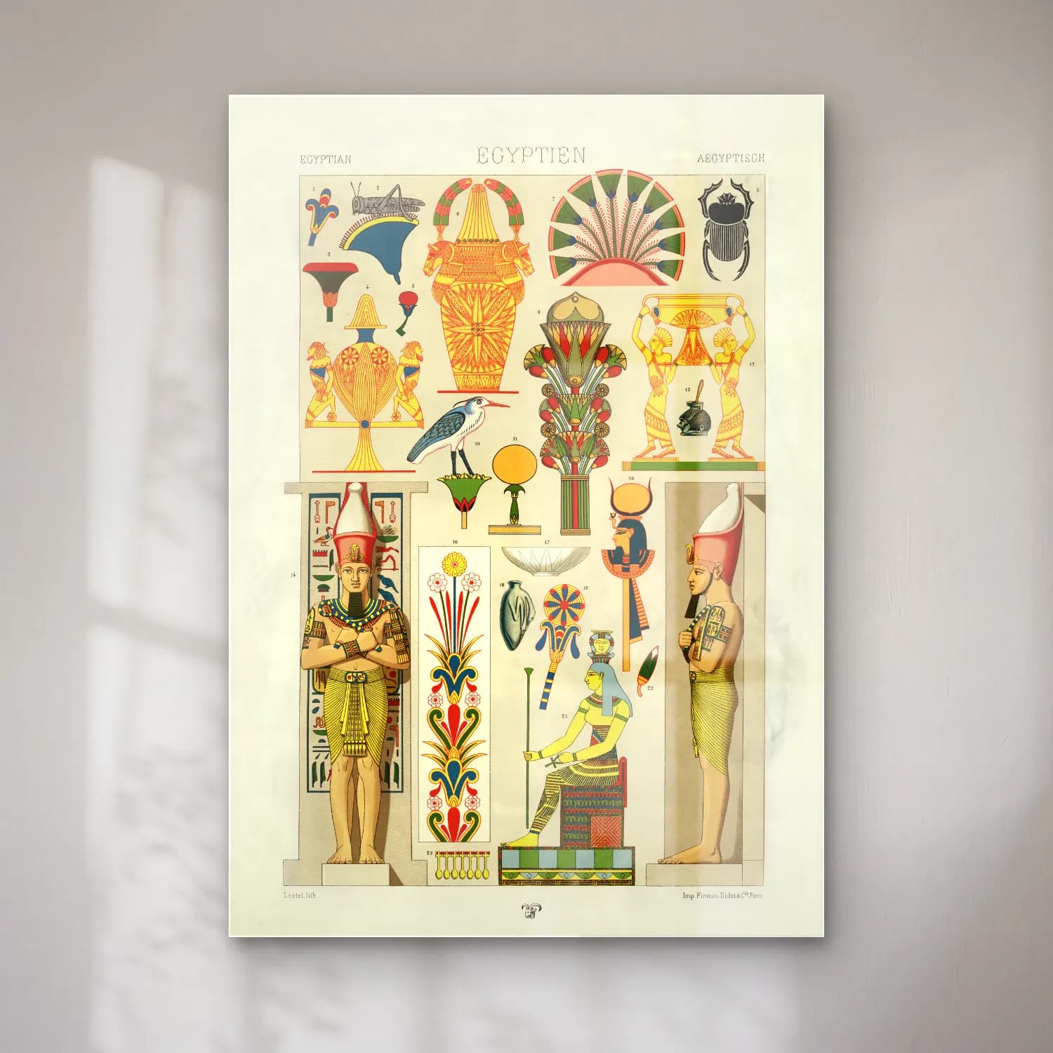Albert Racine – Egyptian pattern. L ornement Polychrome cam tablo — Albert Racine – Egyptian pattern. L ornement Polychrome — vintage mitolojik sahne