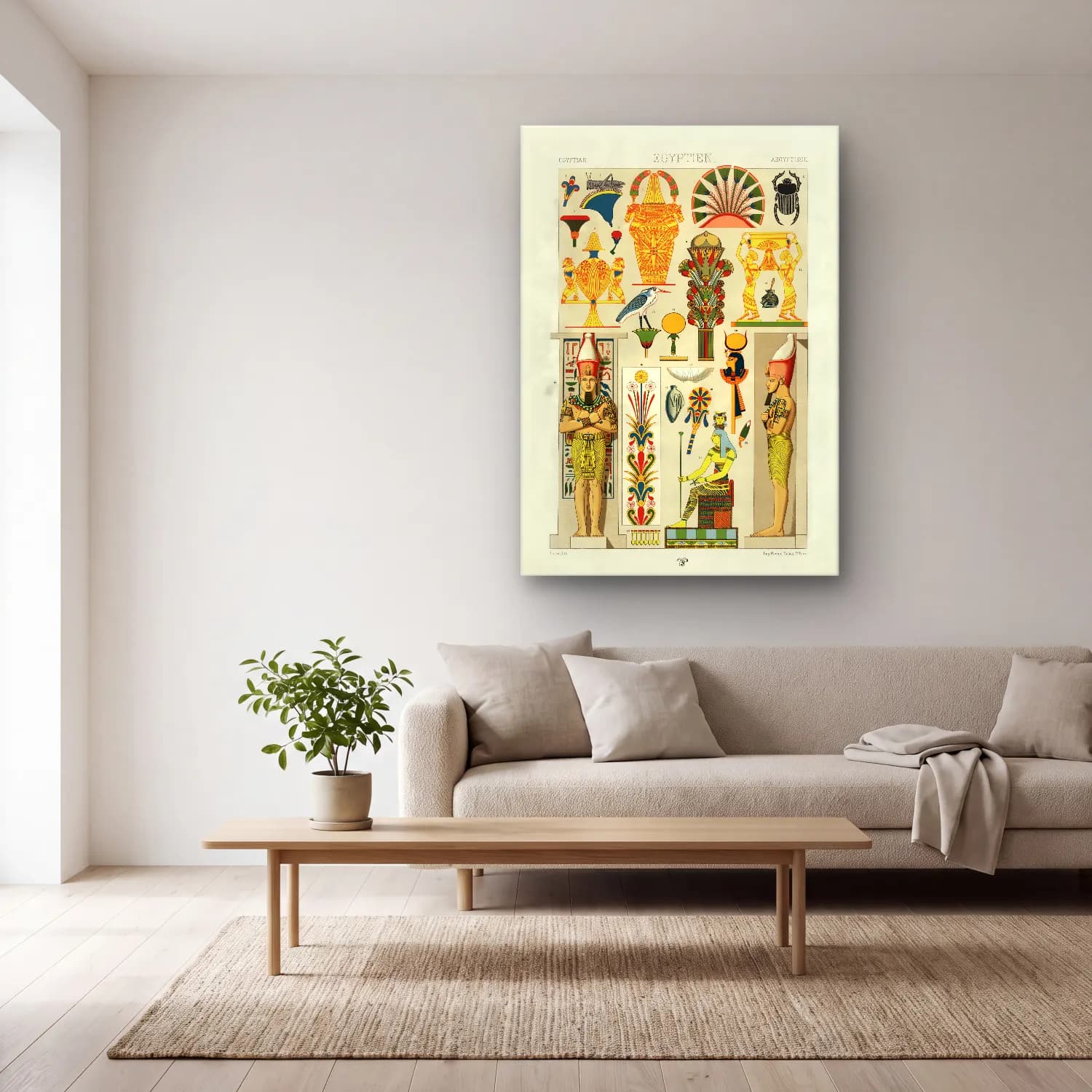 Albert Racine – Egyptian pattern. L ornement Polychrome cam tablo — açık renk salonda
