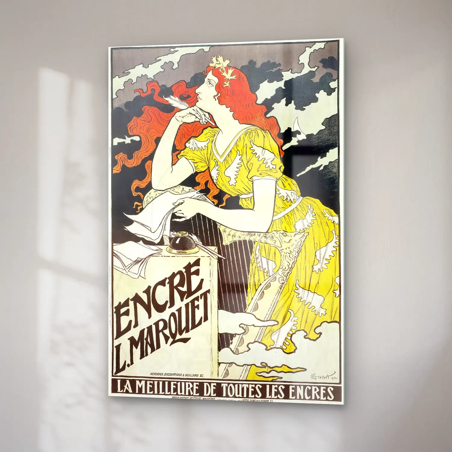 Eugene Samuel Grasset – Encre L. Marquet, vintage woman cam tablo — sağ açıdan görünüm