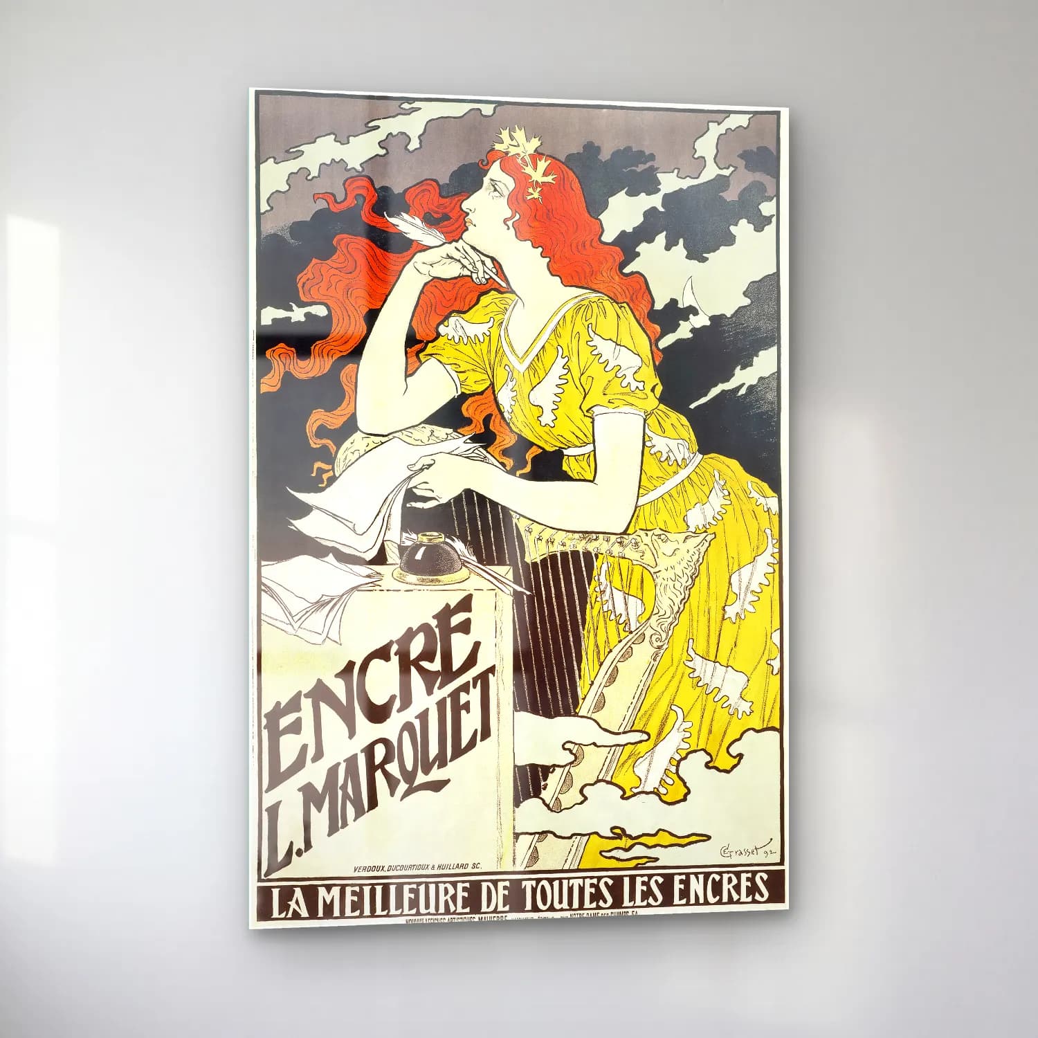 Eugene Samuel Grasset – Encre L. Marquet, vintage woman cam tablo — sol açıdan görünüm