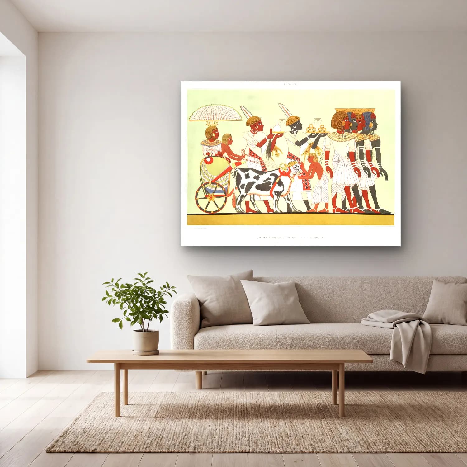 Émile Prisse d Avennes – Ethiopian princess arrival Thebes from Histoire de l art… cam tablo — açık renk salonda