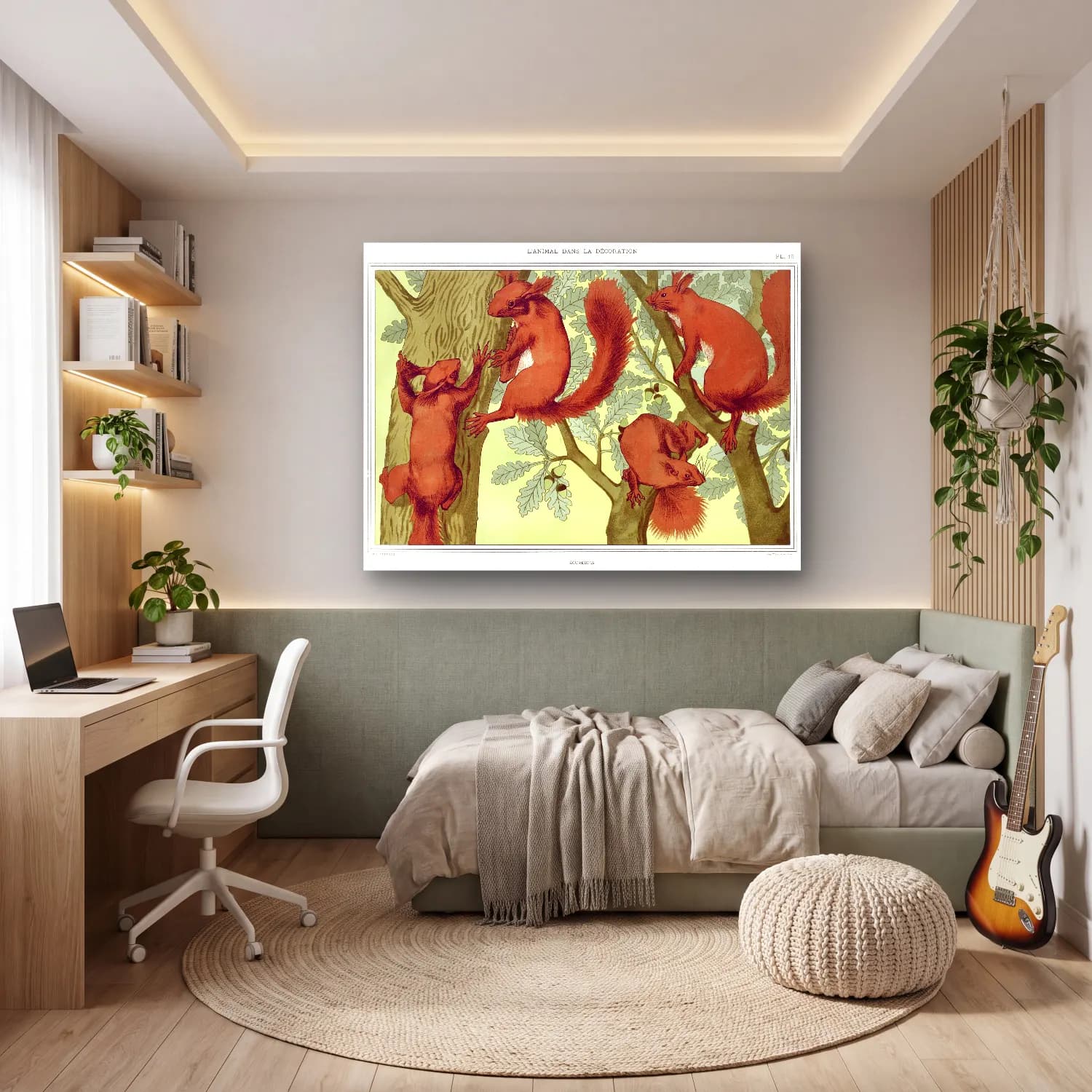 Maurice Pillard Verneuil – Écureuils from L animal dans la décoration illustrated cam tablo — genç odasında