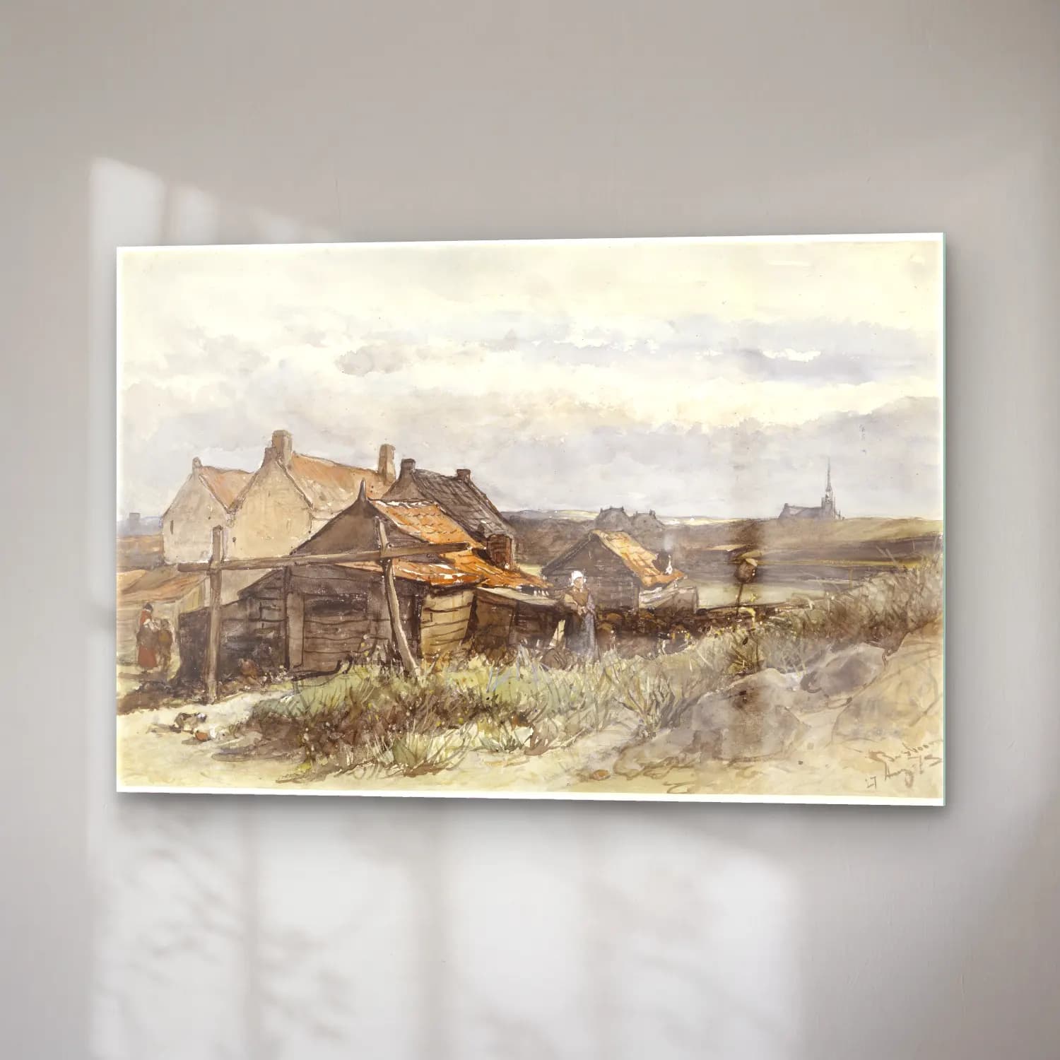 Suluboya Kır Evi No. 35 cam tablo — sağ açıdan görünüm