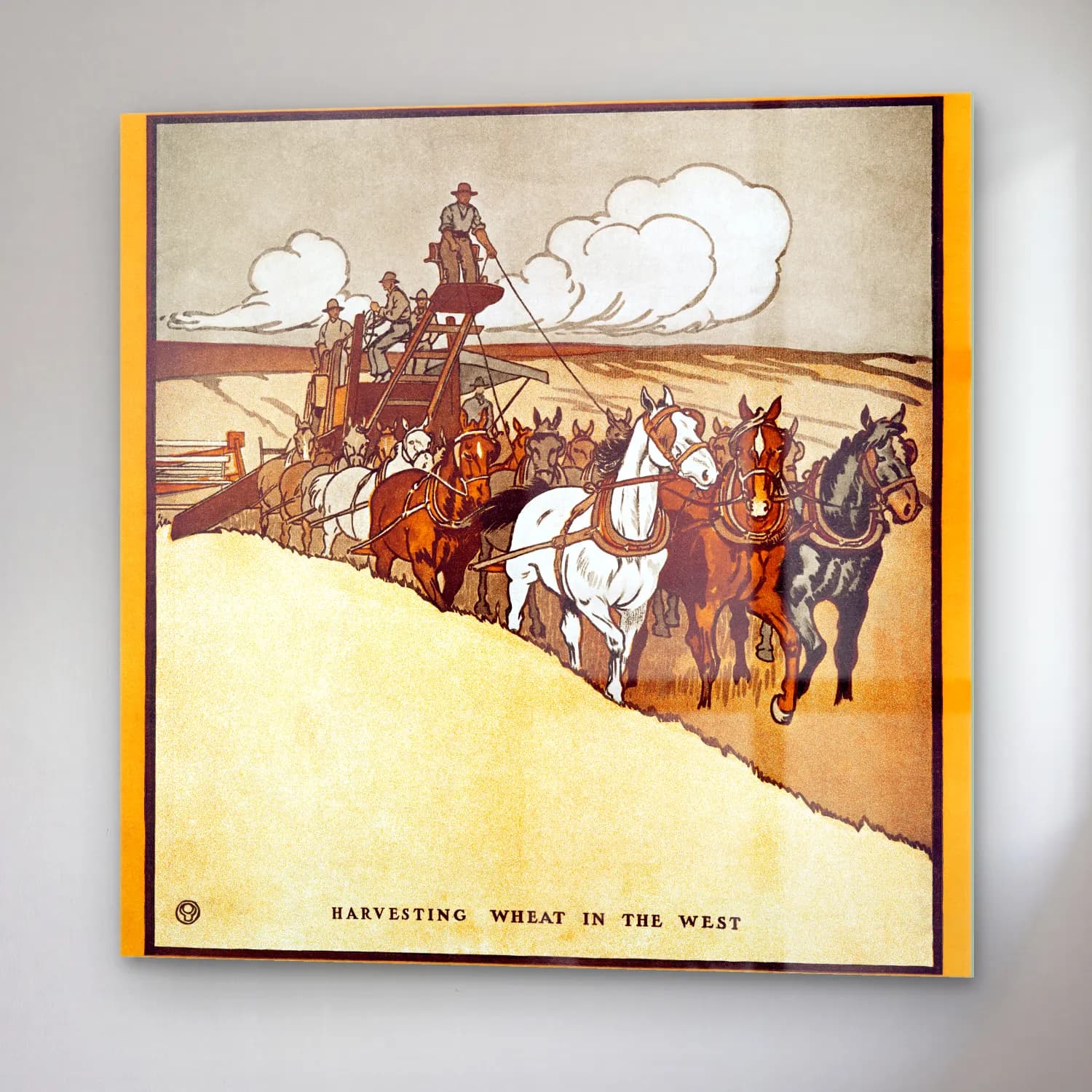 Edward Penfield – Harvesting Wheat in the West cam tablo — sağ açıdan görünüm