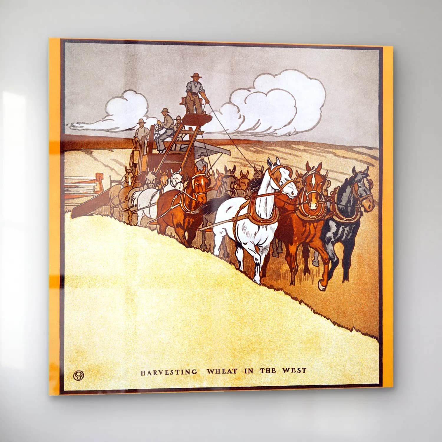 Edward Penfield – Harvesting Wheat in the West cam tablo — sol açıdan görünüm