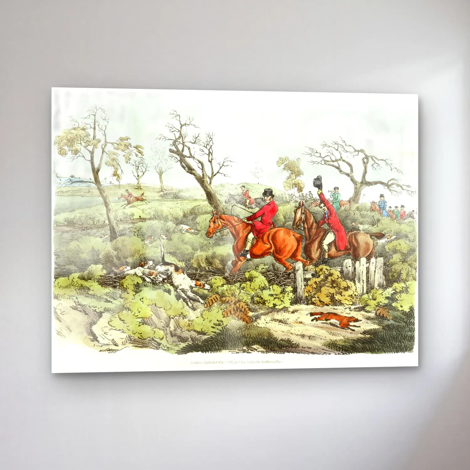 Henry Alken – Illustration of fox hunting from Sporting Sketches cam tablo — sol açıdan görünüm