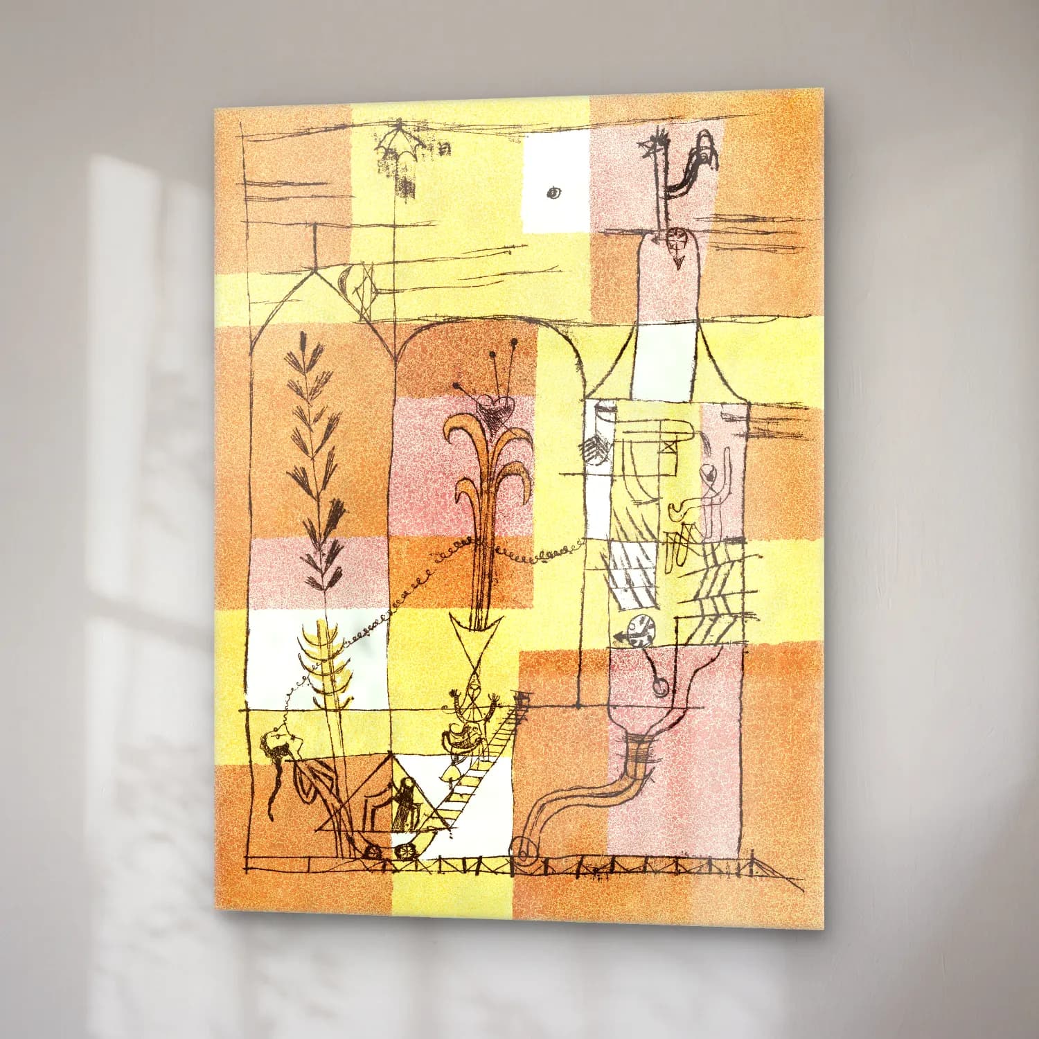 Paul Klee – In the Spirit of Hoffmann – Bej Tonlar cam tablo — sağ açıdan görünüm