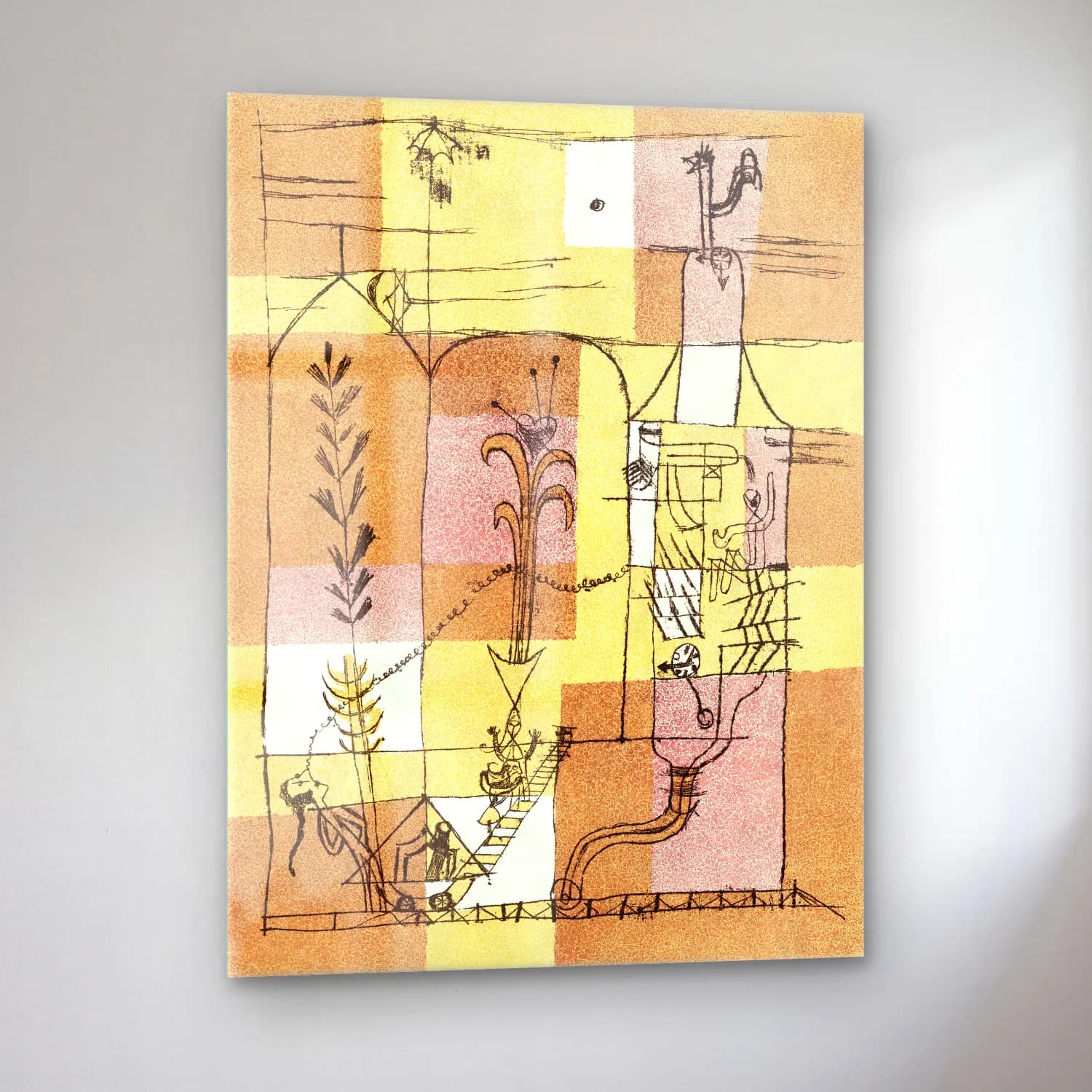Paul Klee – In the Spirit of Hoffmann – Bej Tonlar cam tablo — sol açıdan görünüm