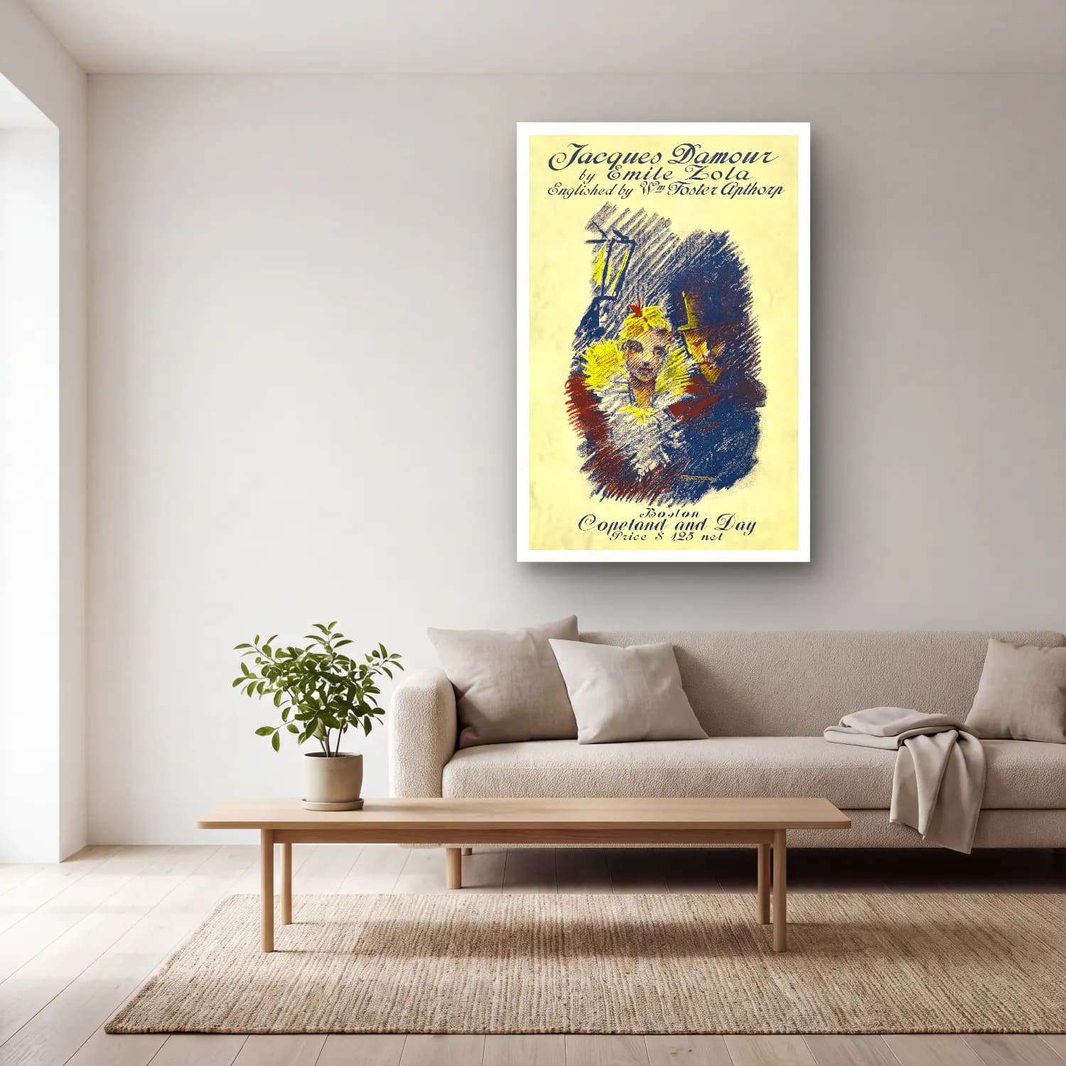 Ethel Reed – Jacques Damour poster of a man and a woman cam tablo — açık renk salonda