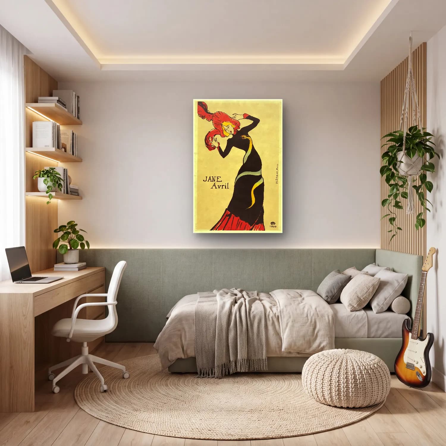 Vintage Poster Elbiseli Kadın No. 56 cam tablo — genç odasında
