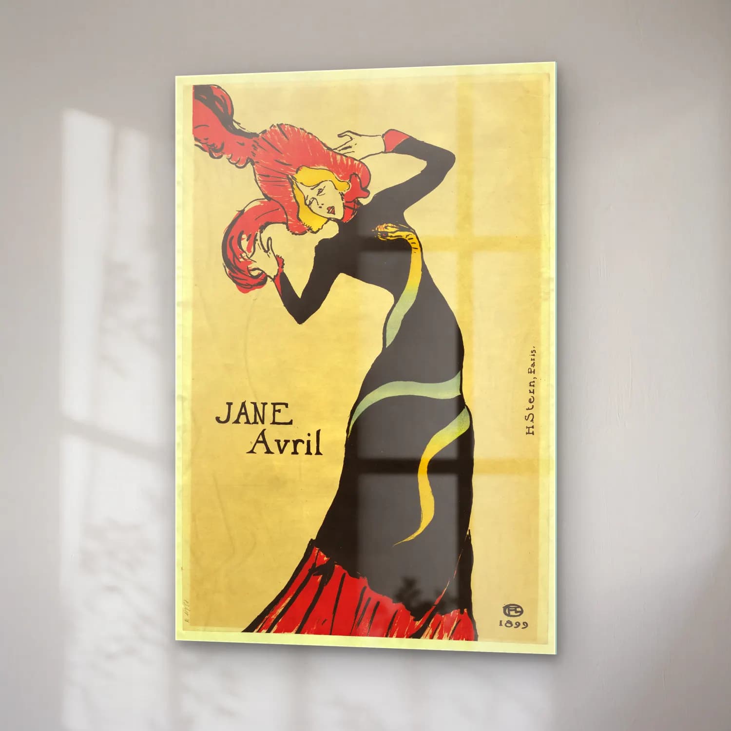 Vintage Poster Elbiseli Kadın No. 56 cam tablo — sağ açıdan görünüm