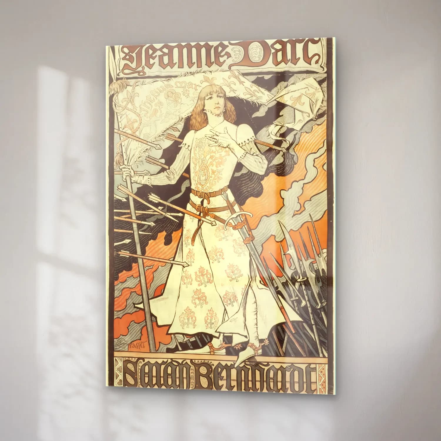 Vintage Şövalye No. 13 cam tablo — sağ açıdan görünüm