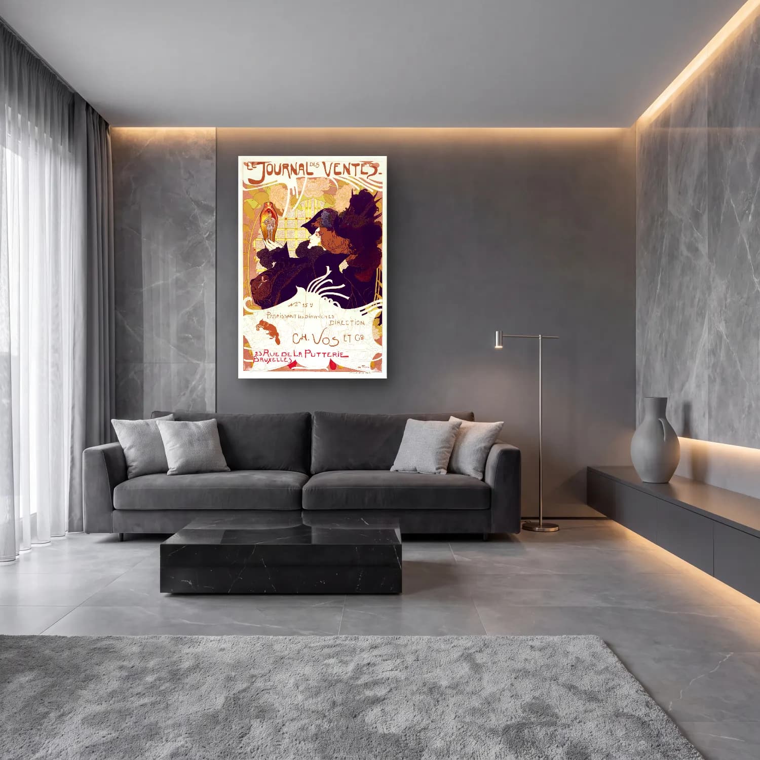 Georges de Feure – Journal des Ventes cam tablo — lüks salon duvarında