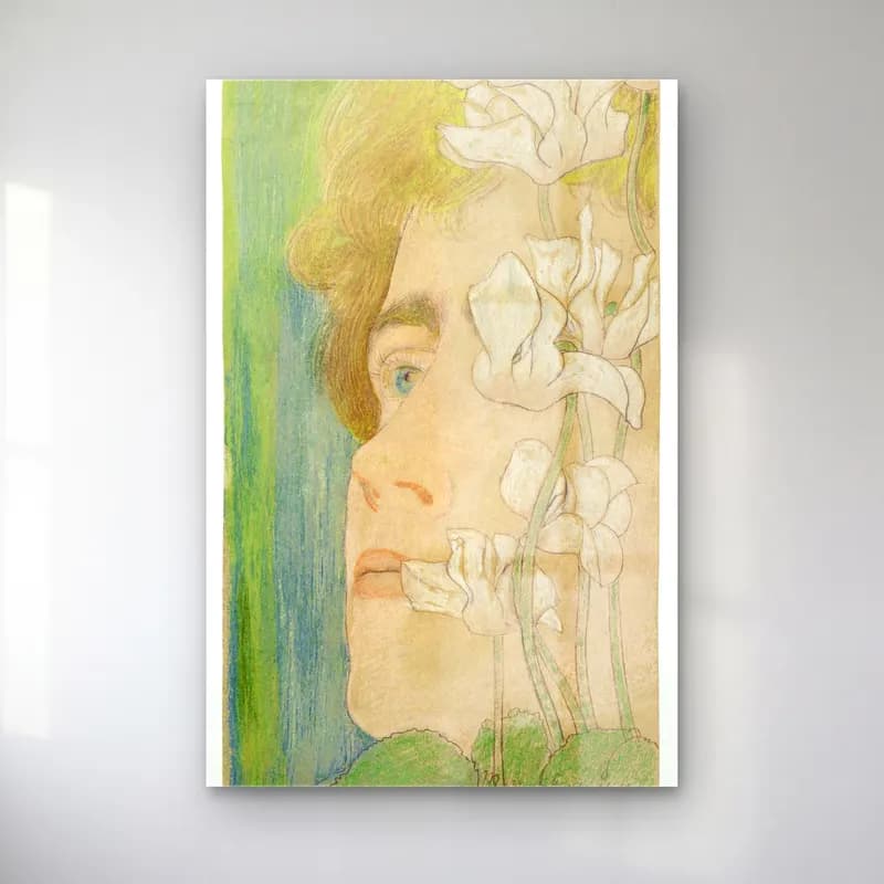 Jan Toorop – Marguérite cam tablo — Jan Toorop – Marguérite — pastel kadın portresi