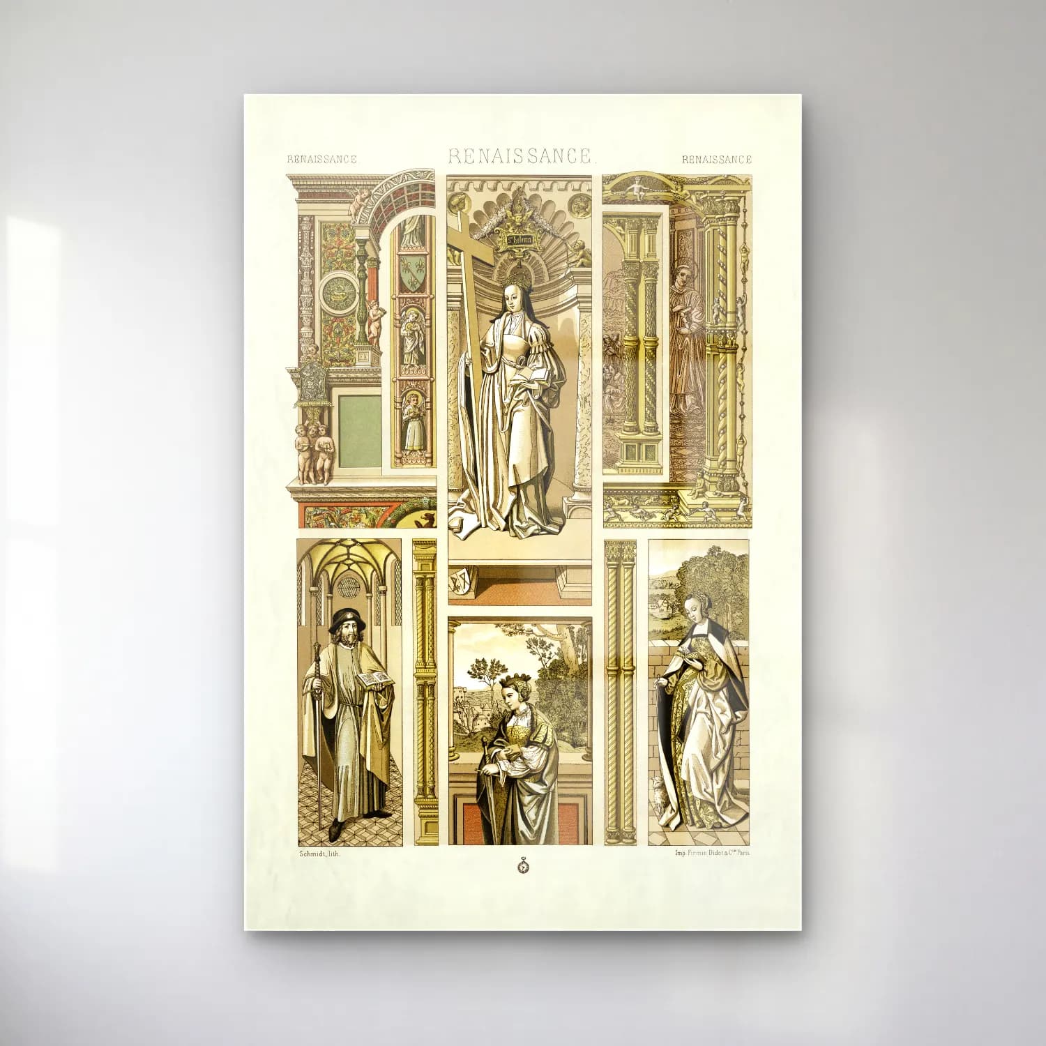 Albert Racine – Renaissance pattern – Siyah Beyaz Tonlar cam tablo — Albert Racine – Renaissance pattern – Siyah Beyaz Tonlar — vintage dini sahne