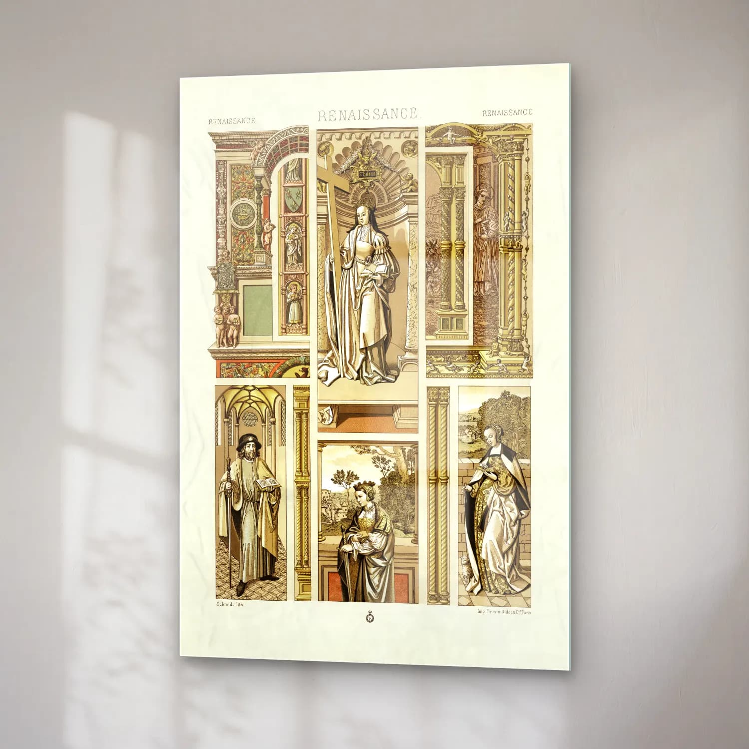 Albert Racine – Renaissance pattern – Siyah Beyaz Tonlar cam tablo — sağ açıdan görünüm